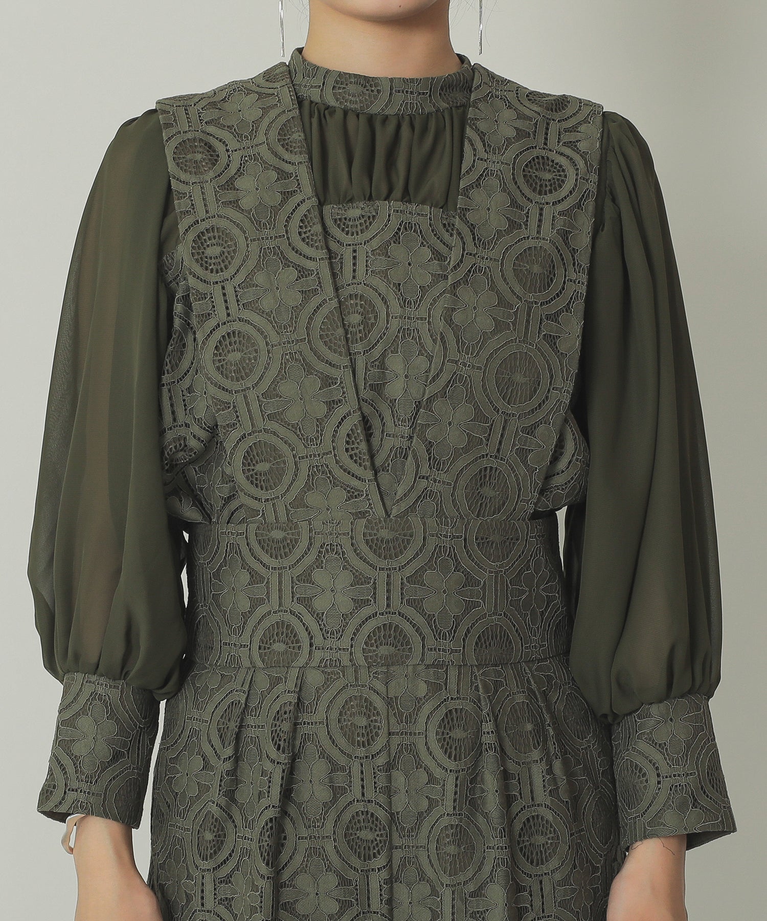 幾何学柄 レース セットアップ パンツ オケージョンドレス