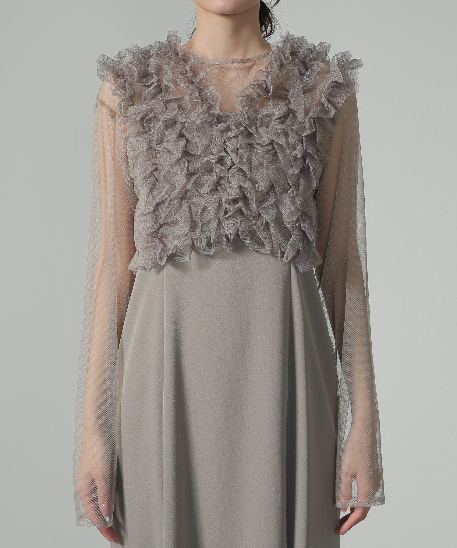 チュール フリル ベスト シアー トップス ワンピース 3点セット