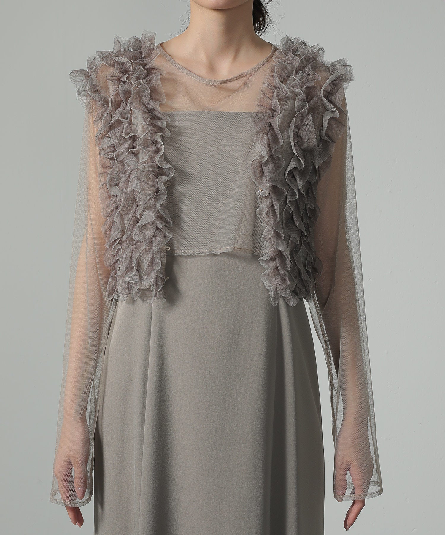 チュール フリル ベスト シアー トップス ワンピース 3点セット