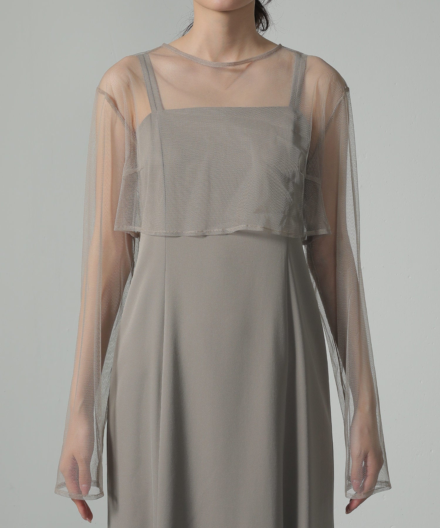 チュール フリル ベスト シアー トップス ワンピース 3点セット