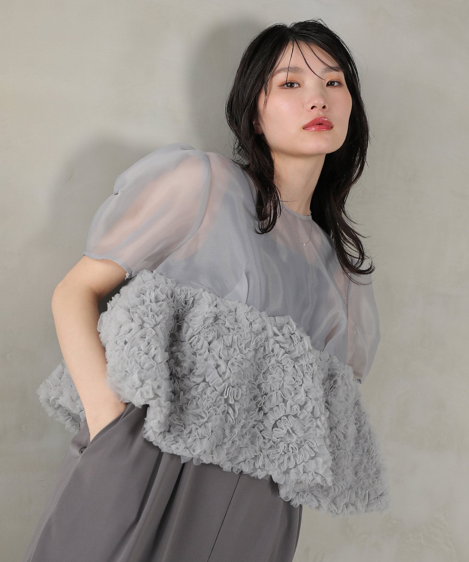 オーガンジー パンツドレス パーティー ドレス 結婚式 お呼ばれ オケージョン