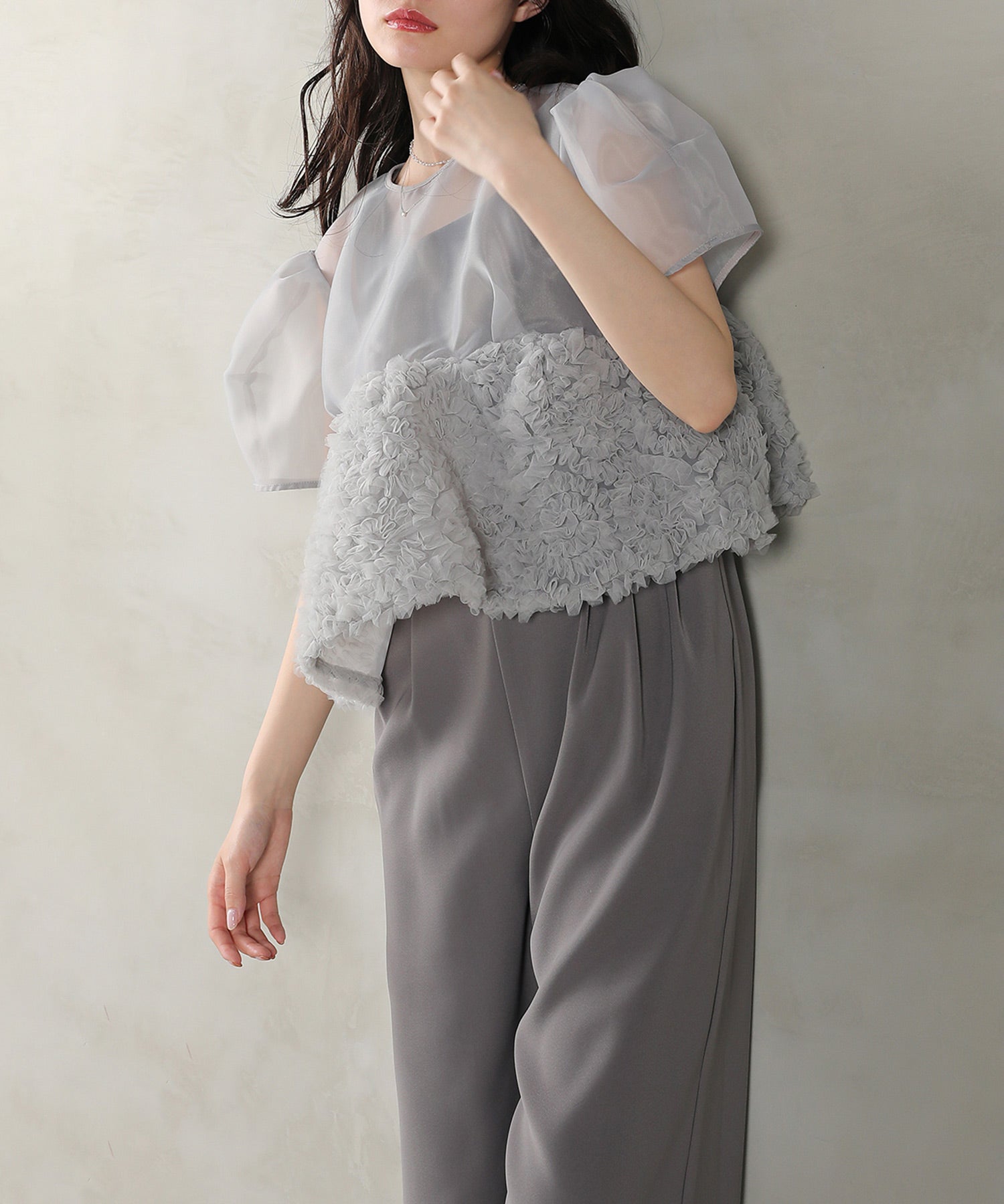 オーガンジー パンツドレス パーティー ドレス 結婚式 お呼ばれ オケージョン