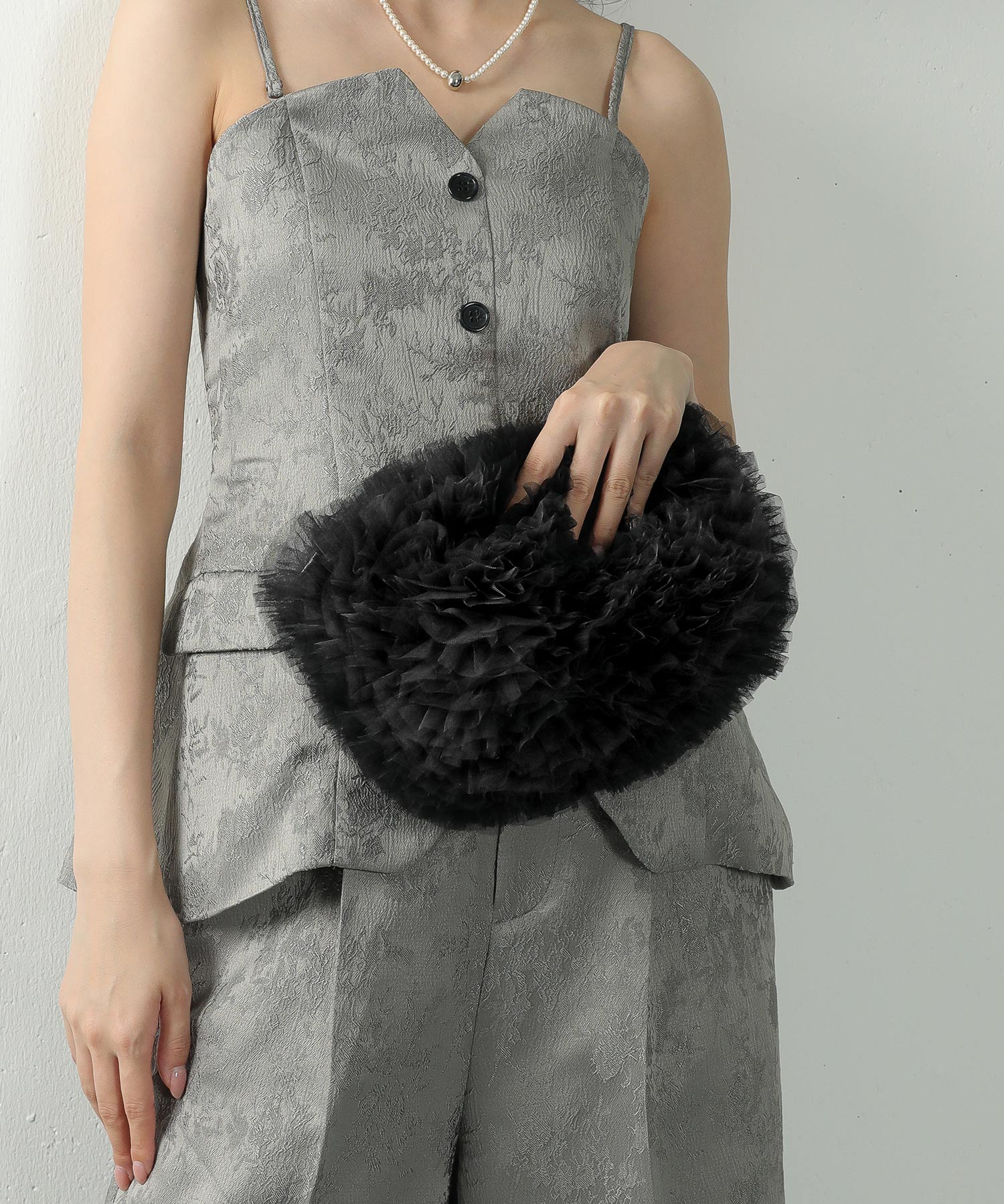 チュール ラウンド チェーン ショルダー パーティーバッグ