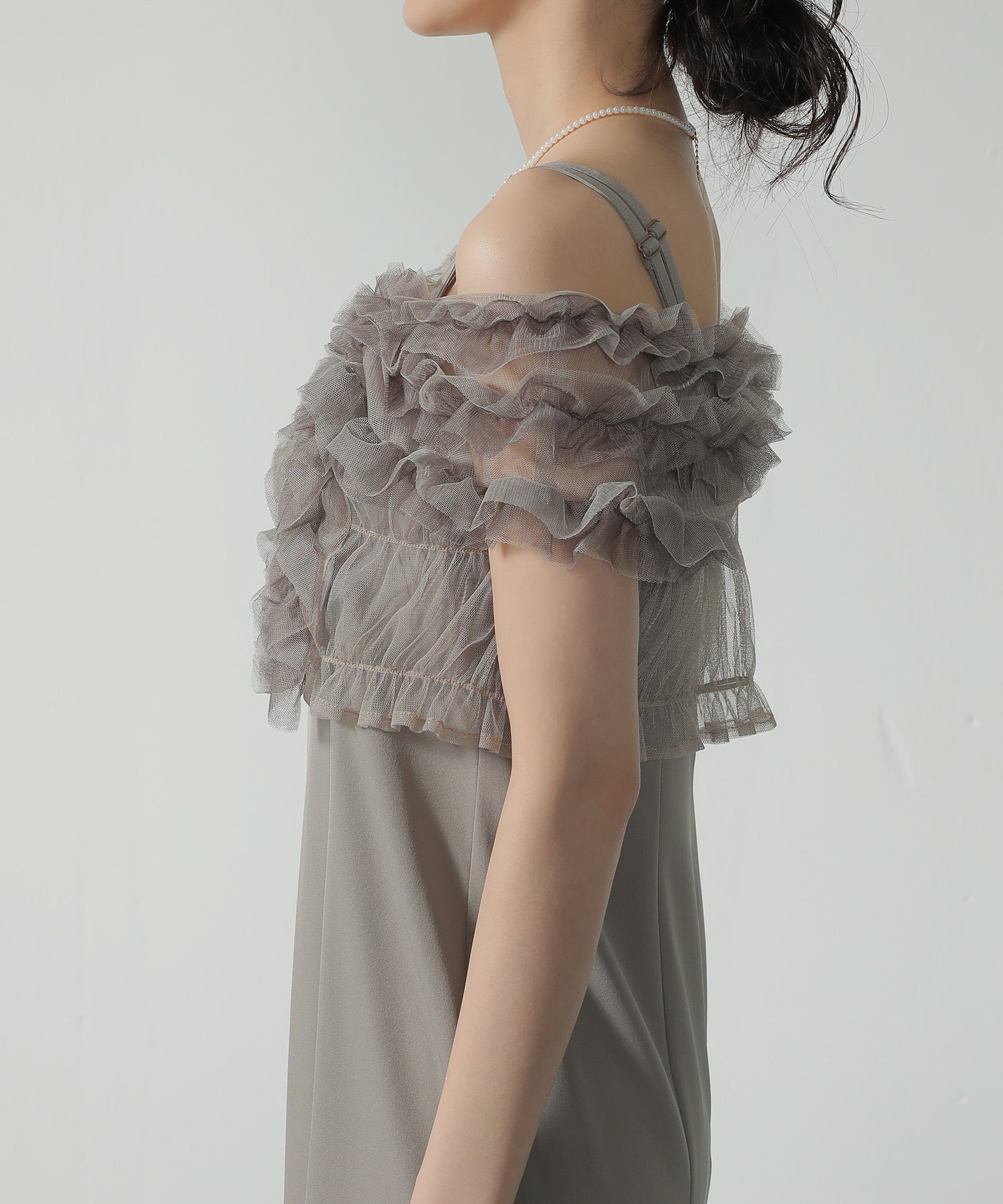 チュール フリル ベスト シアー トップス ワンピース 3点セット