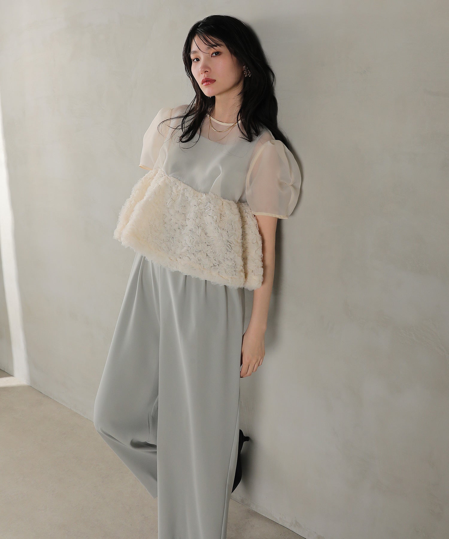 オーガンジー パンツドレス パーティー ドレス 結婚式 お呼ばれ オケージョン