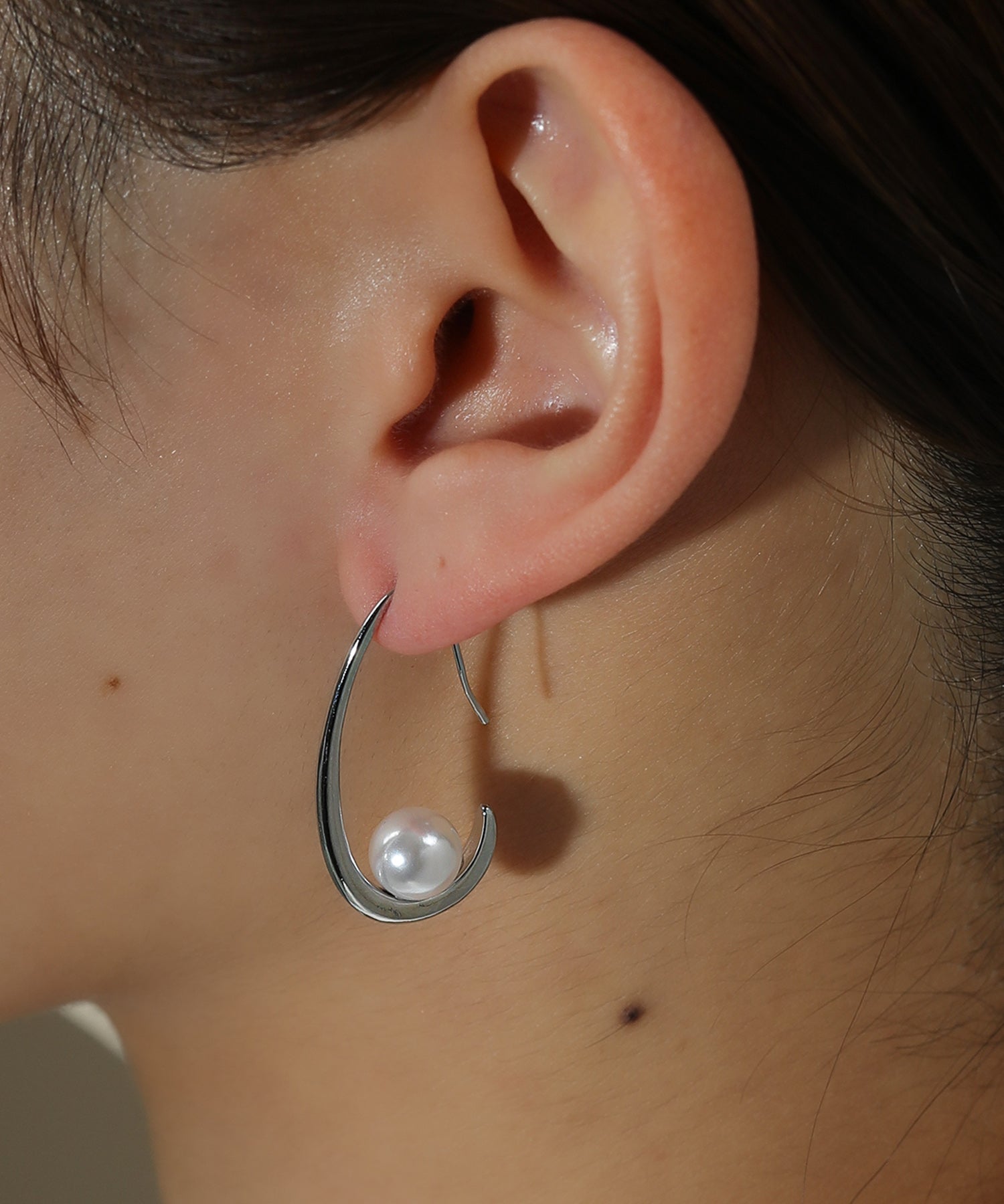 ドロップ フープ 一粒 パール ピアス