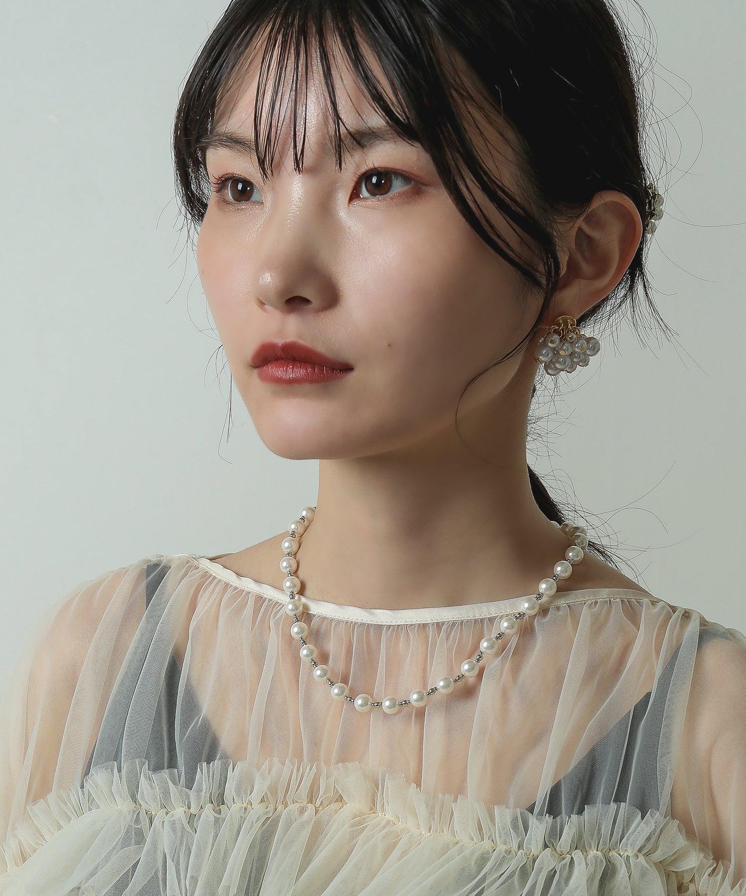 パール メタルボール Y字 ネックレス 結婚式 パーティー オケージョン デイリー