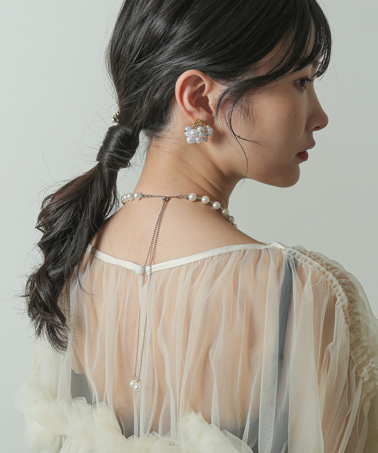 パール メタルボール Y字 ネックレス 結婚式 パーティー オケージョン デイリー