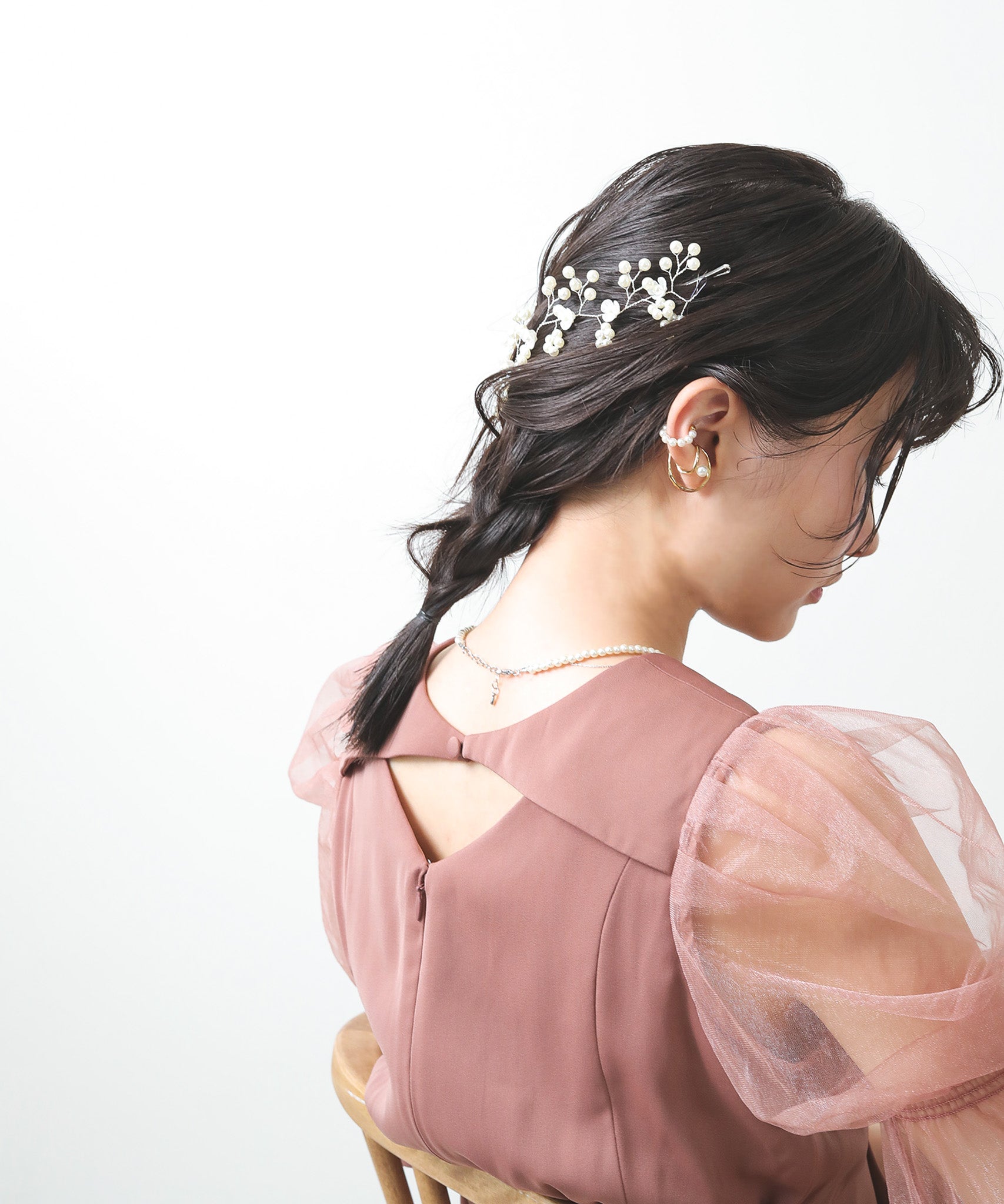 フラワーモチーフ 小粒 パール ヘッドドレス