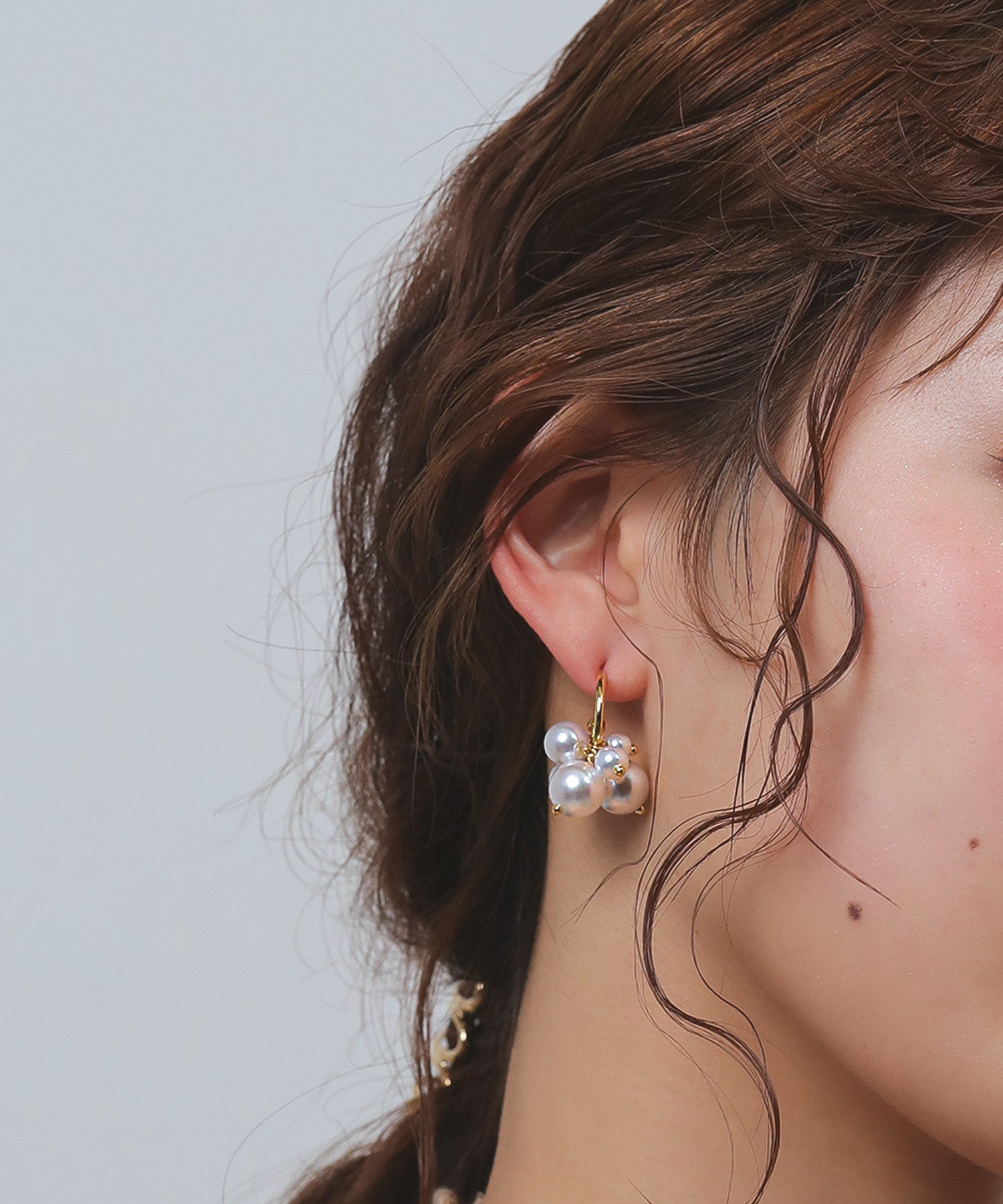 パール ボリューム フープ ピアス