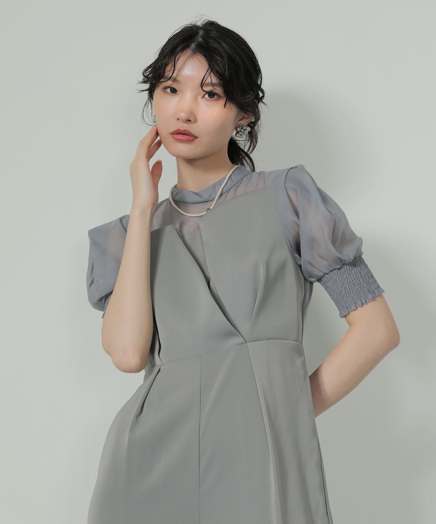 シアーボックススリーブ オケージョン パンツドレス 結婚式ドレス