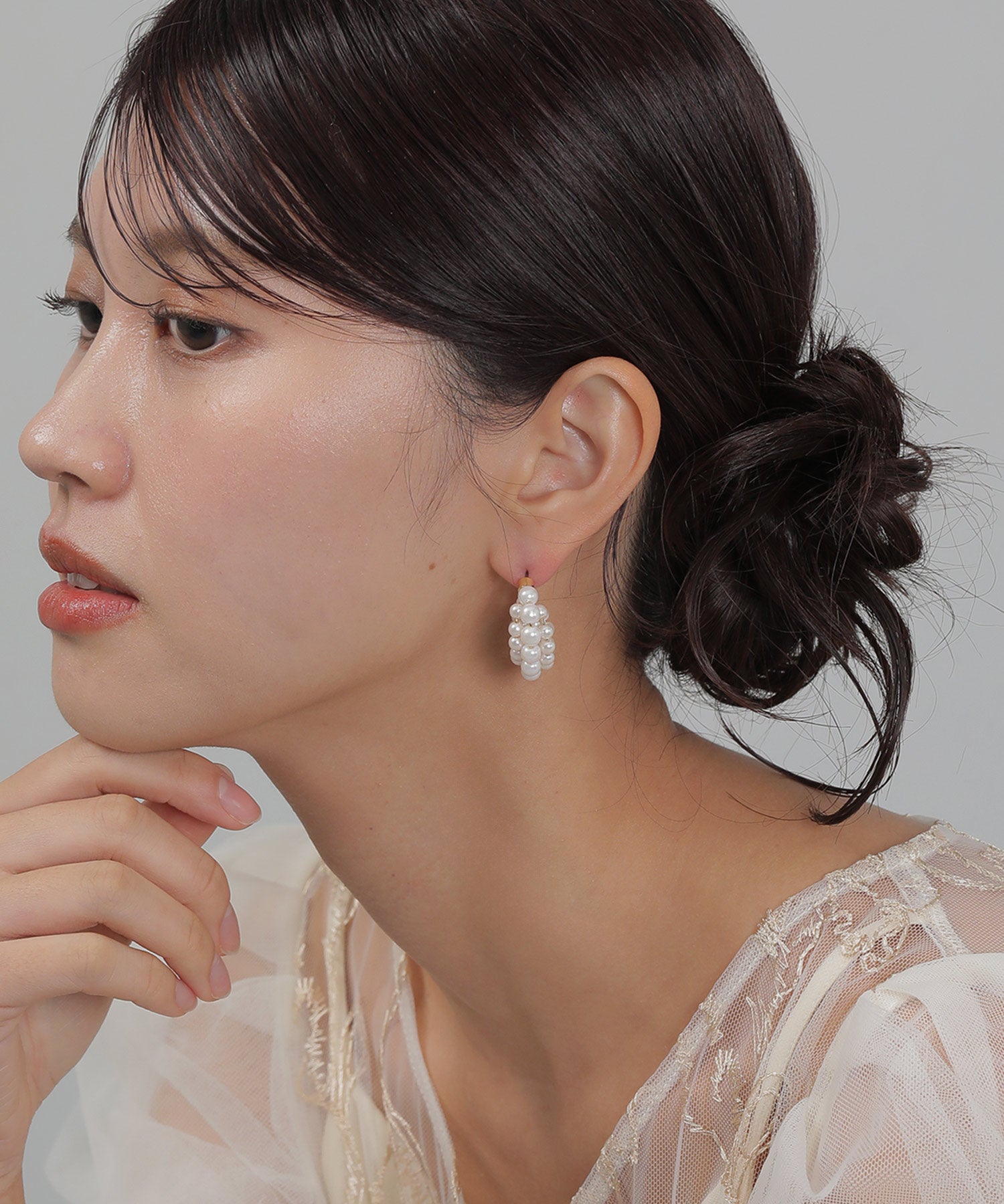 ミックスパール ハーフフープ ピアス