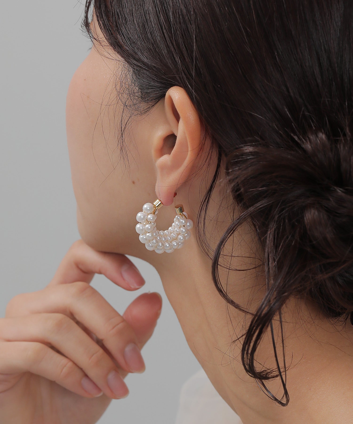 ミックスパール ハーフフープ ピアス