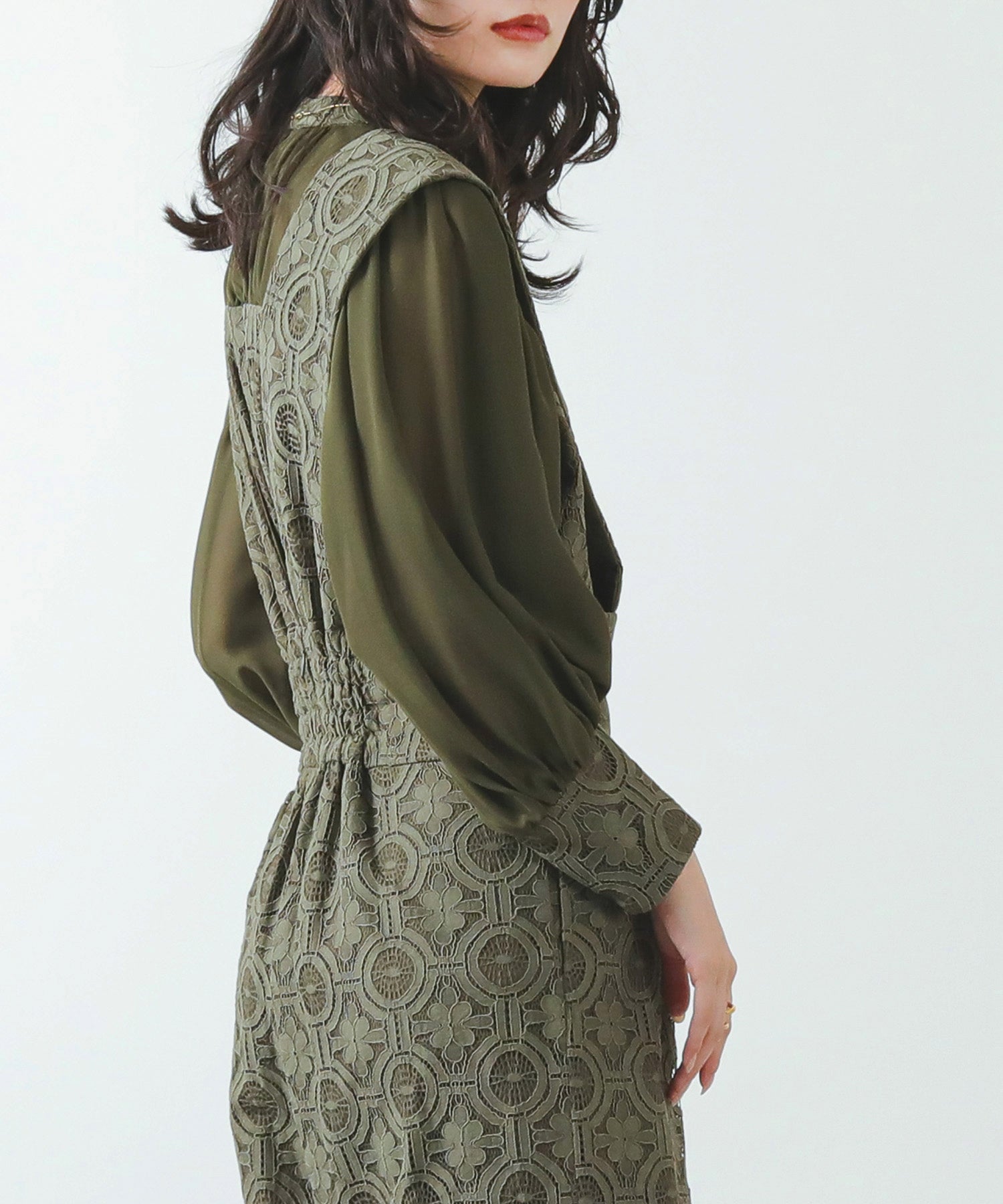 幾何学柄 レース セットアップ パンツ オケージョンドレス