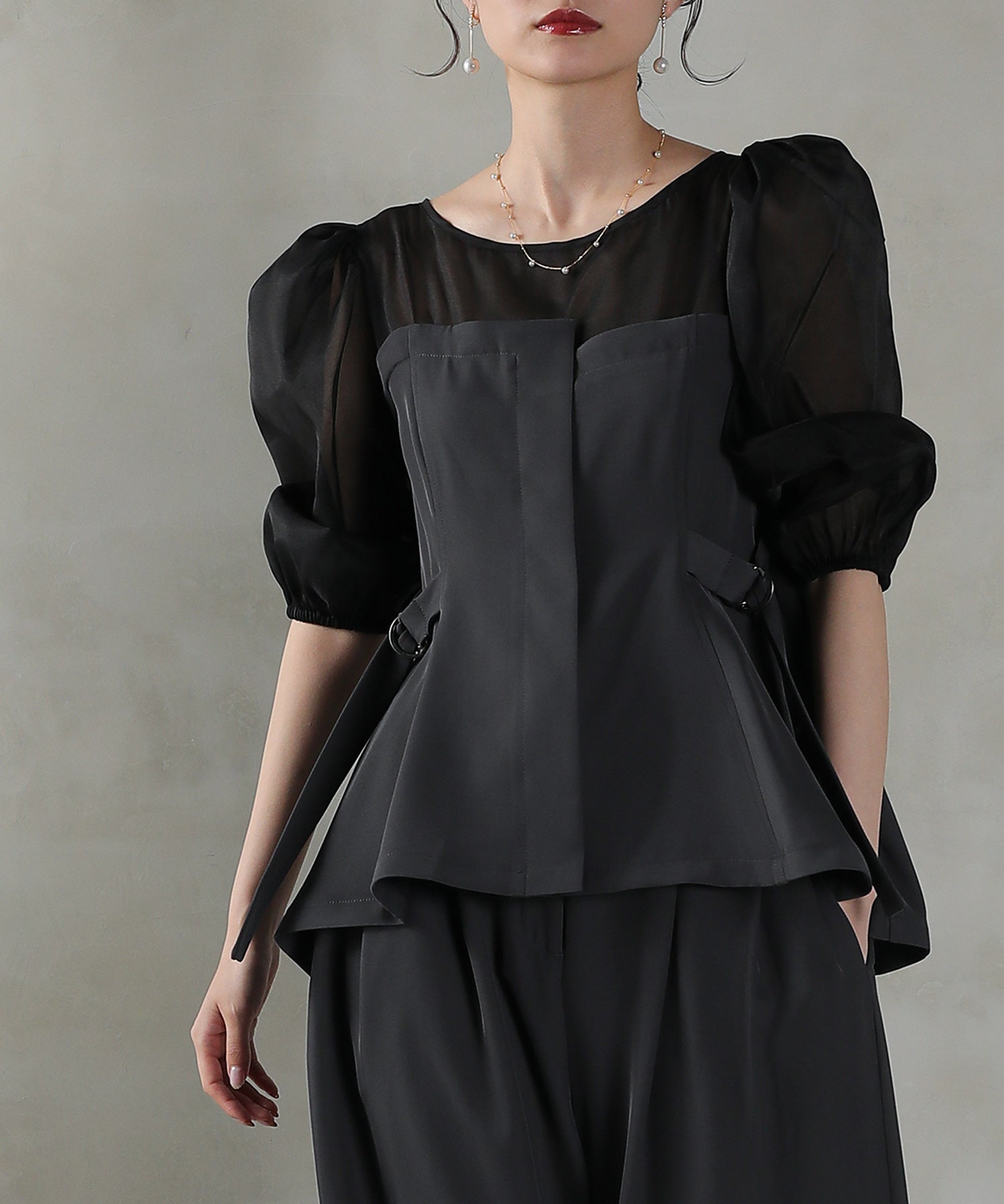 ビスチェペプラムトップス パンツ セットアップ