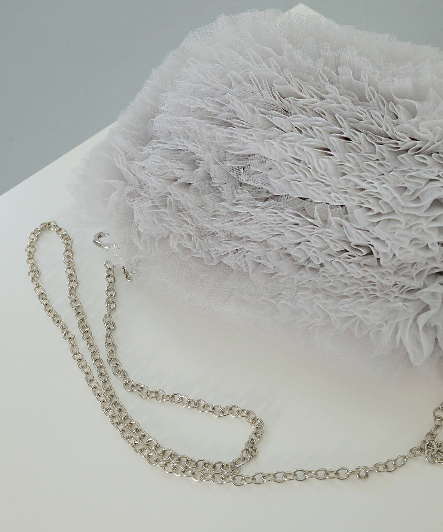 チュール ラウンド チェーン ショルダー パーティーバッグ