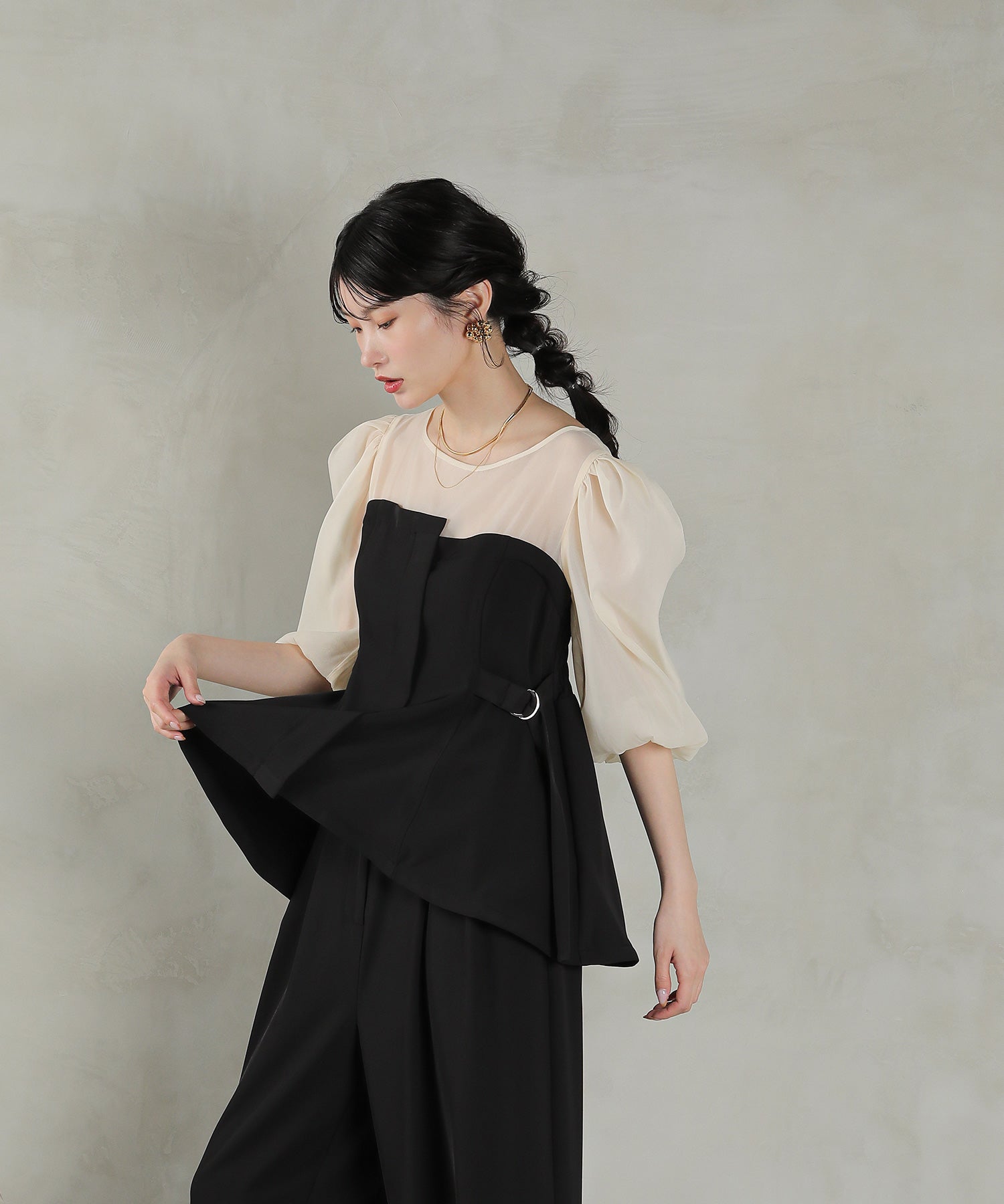 ビスチェペプラムトップス パンツ セットアップ