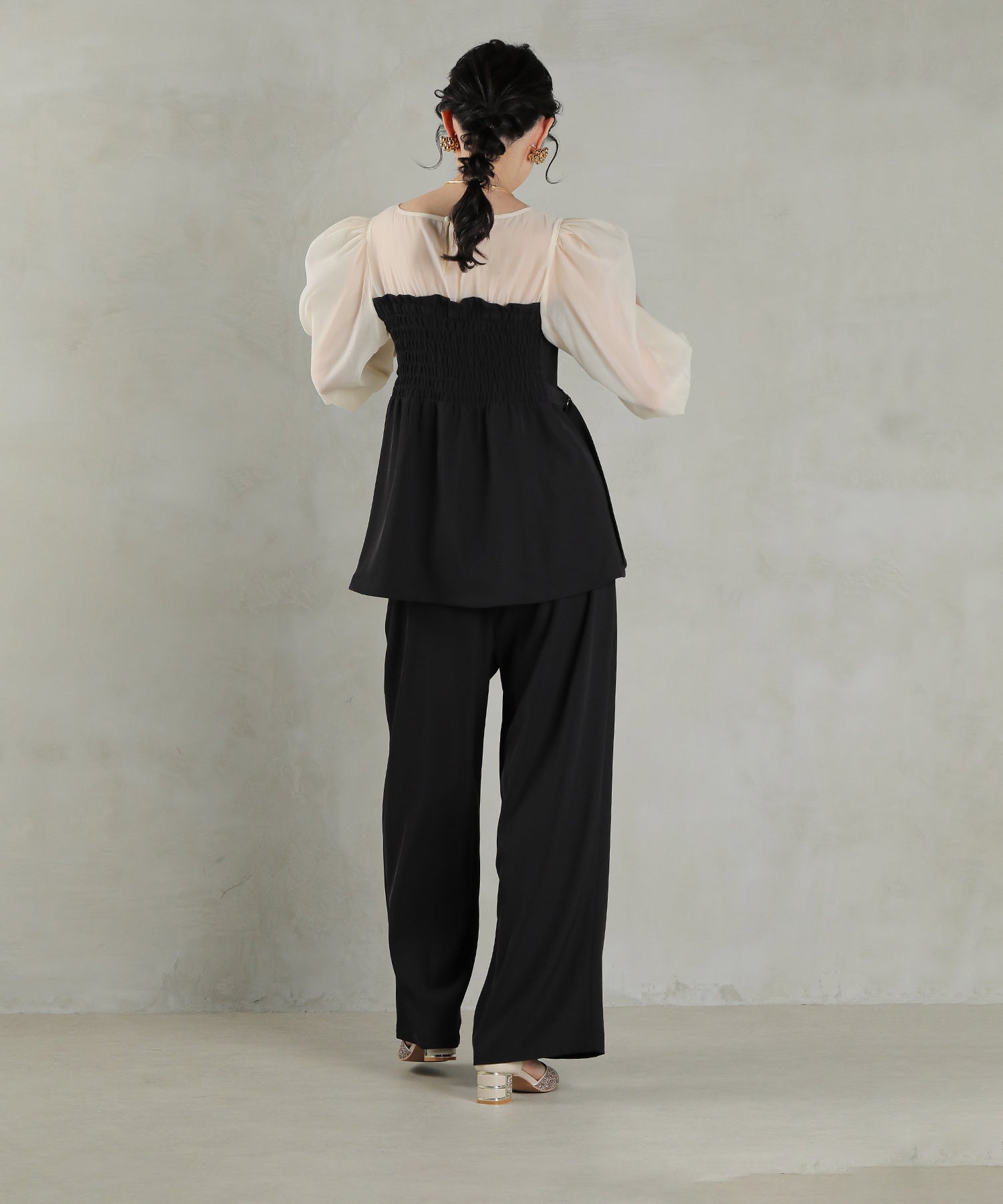 ビスチェペプラムトップス パンツ セットアップ