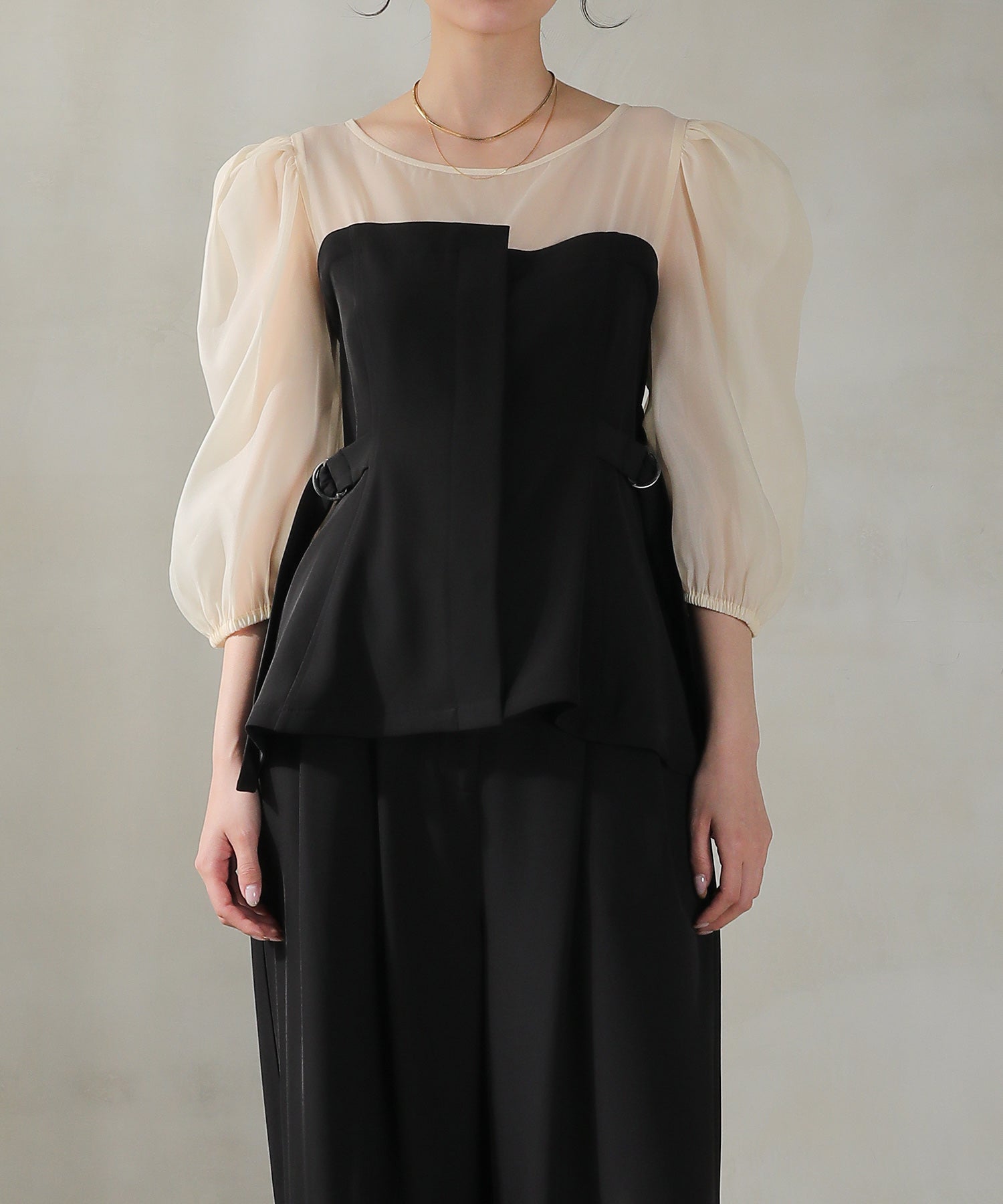 ビスチェペプラムトップス パンツ セットアップ