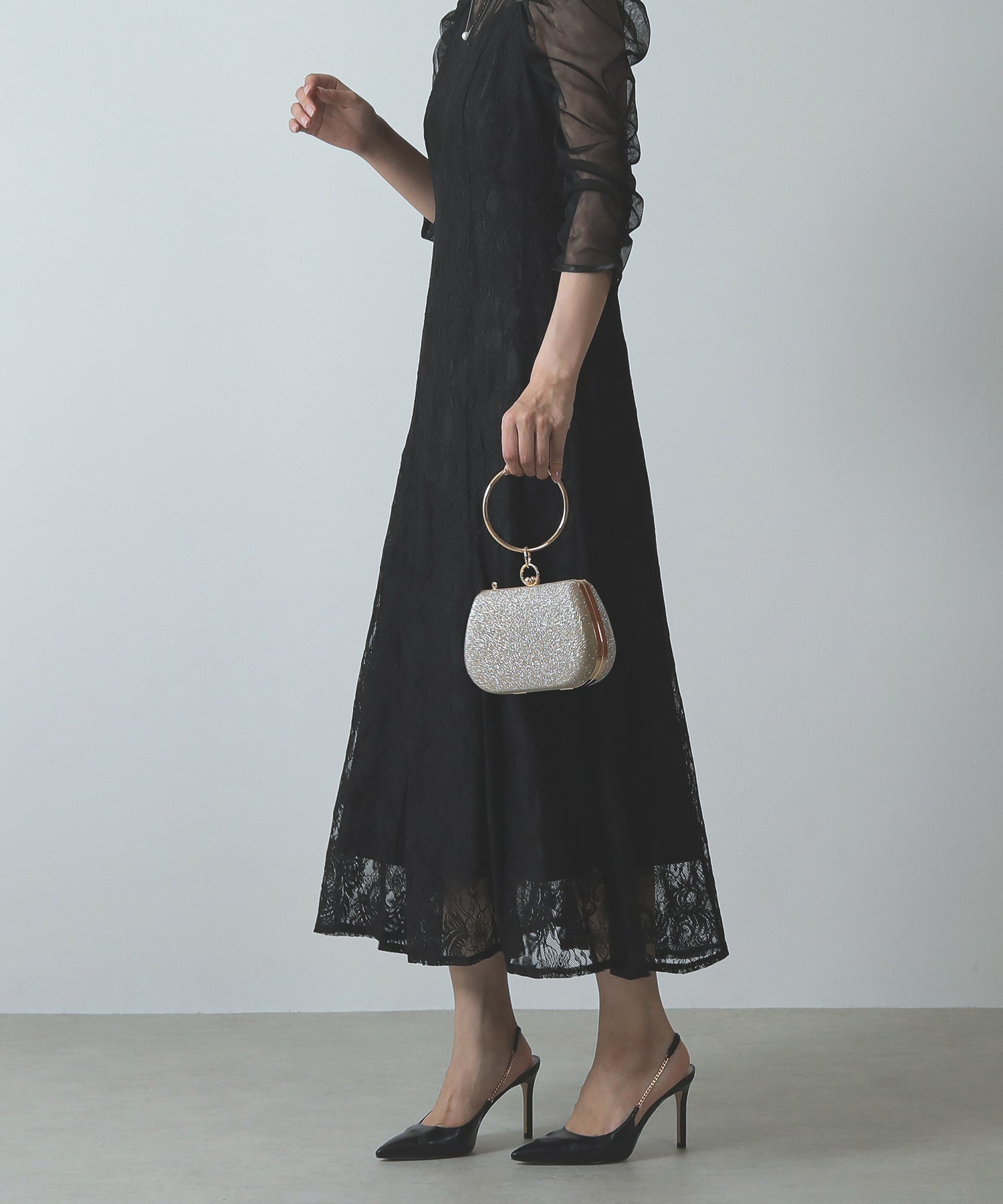 がま口 ラメ リングハンドル 2WAY 結婚式 パーティー バッグ