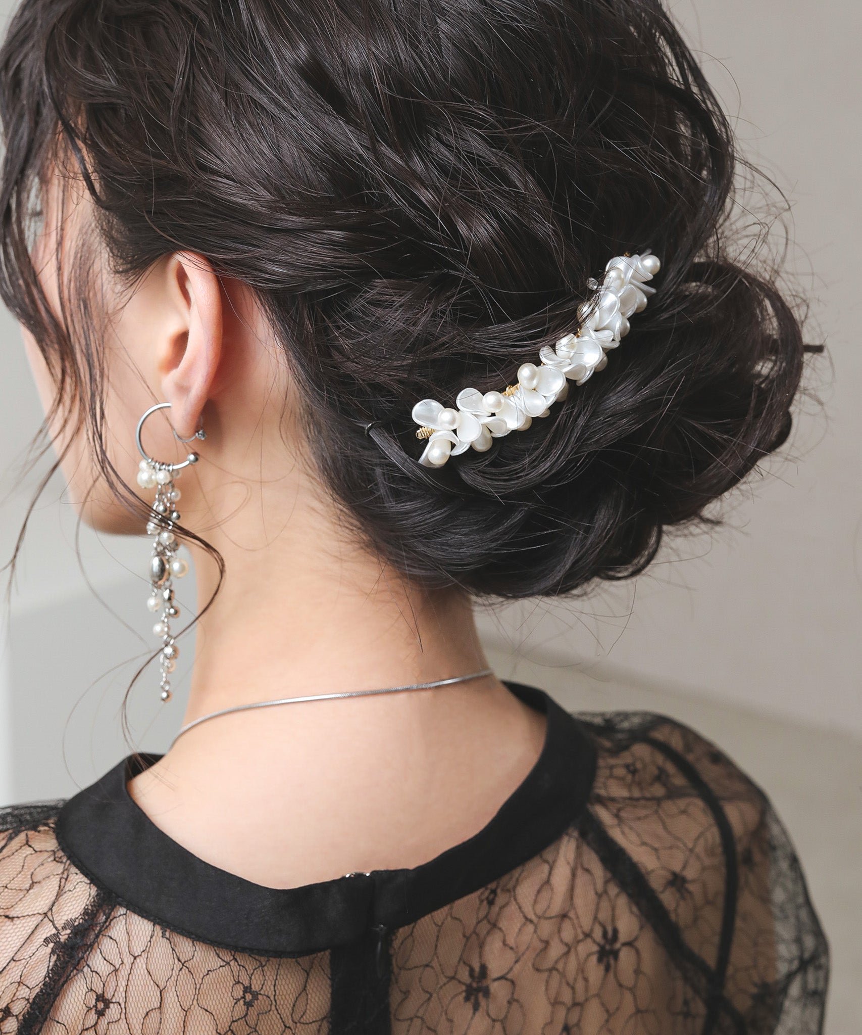 花びら パール ホワイト ヘアコーム