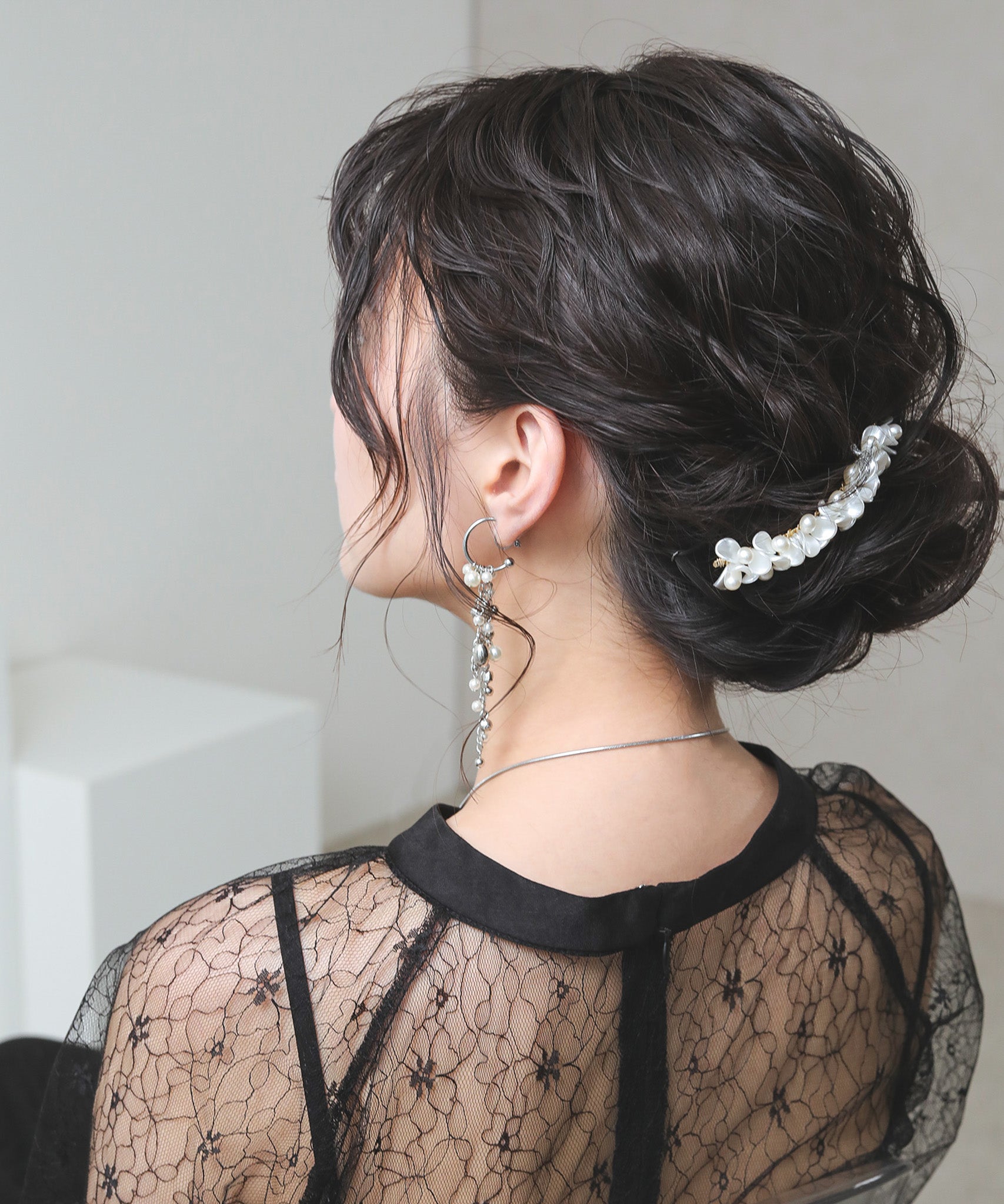 花びら パール  ホワイト ヘアコーム