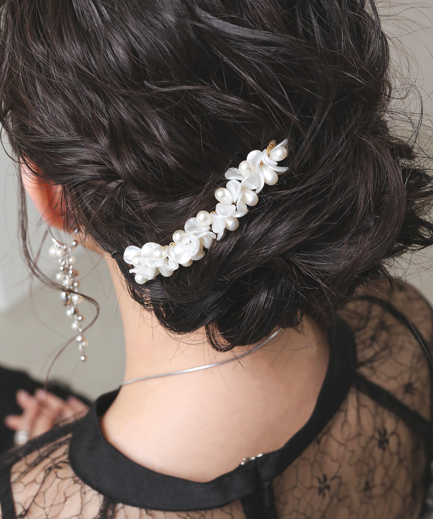 花びら パール ホワイト ヘアコーム