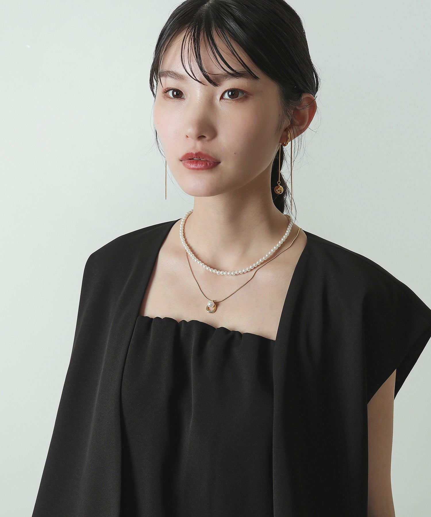 オープンドロップ スネーク チェーン パール ネックレス 結婚式 オケージョン デイリー