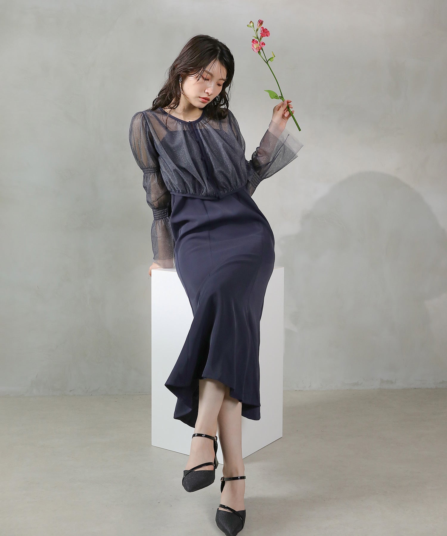 チュール ボレロ マーメイド ワンピース 2点セット ドレス