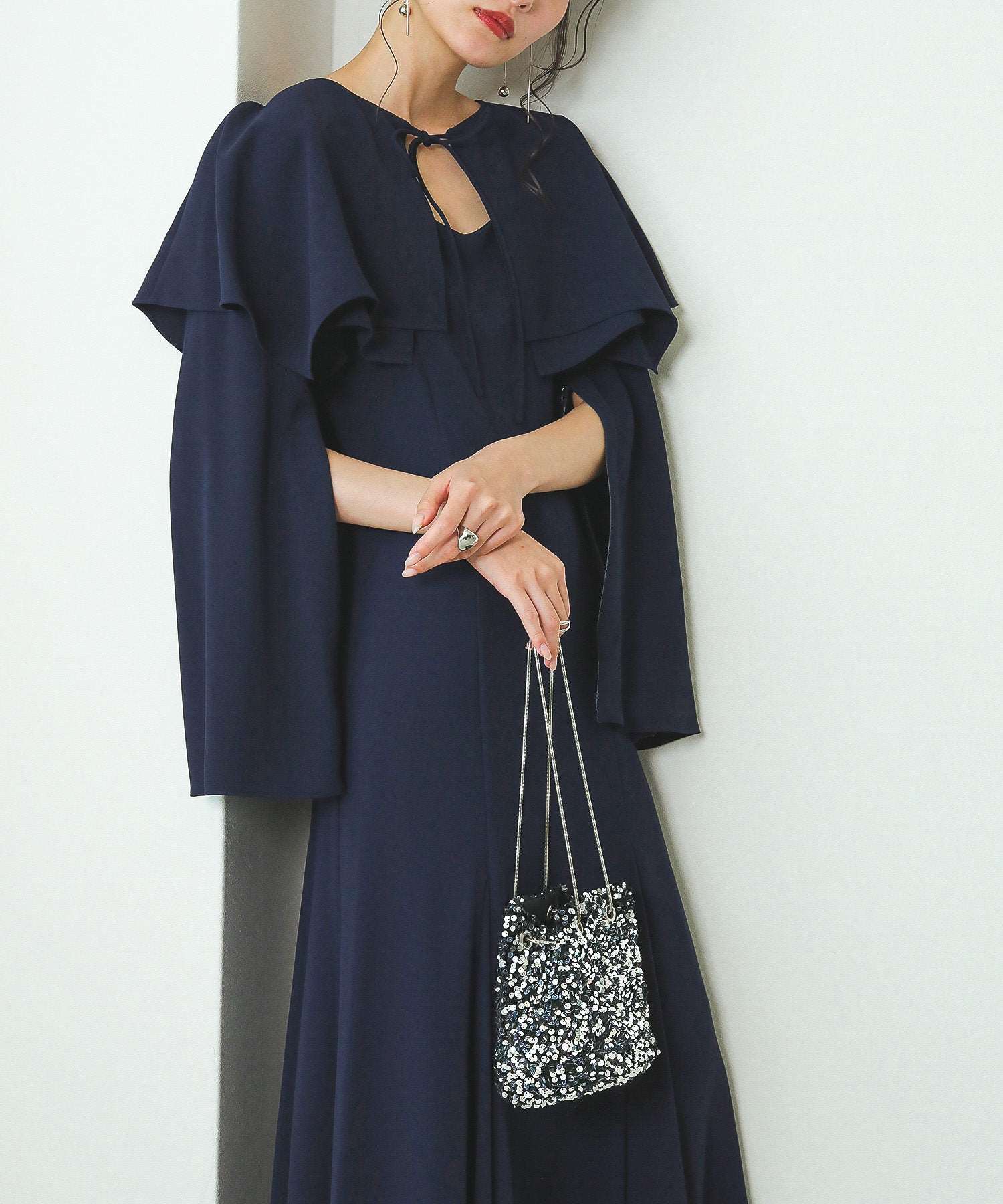 スパンコール 2way 巾着 ハンドバッグ パーティーバック