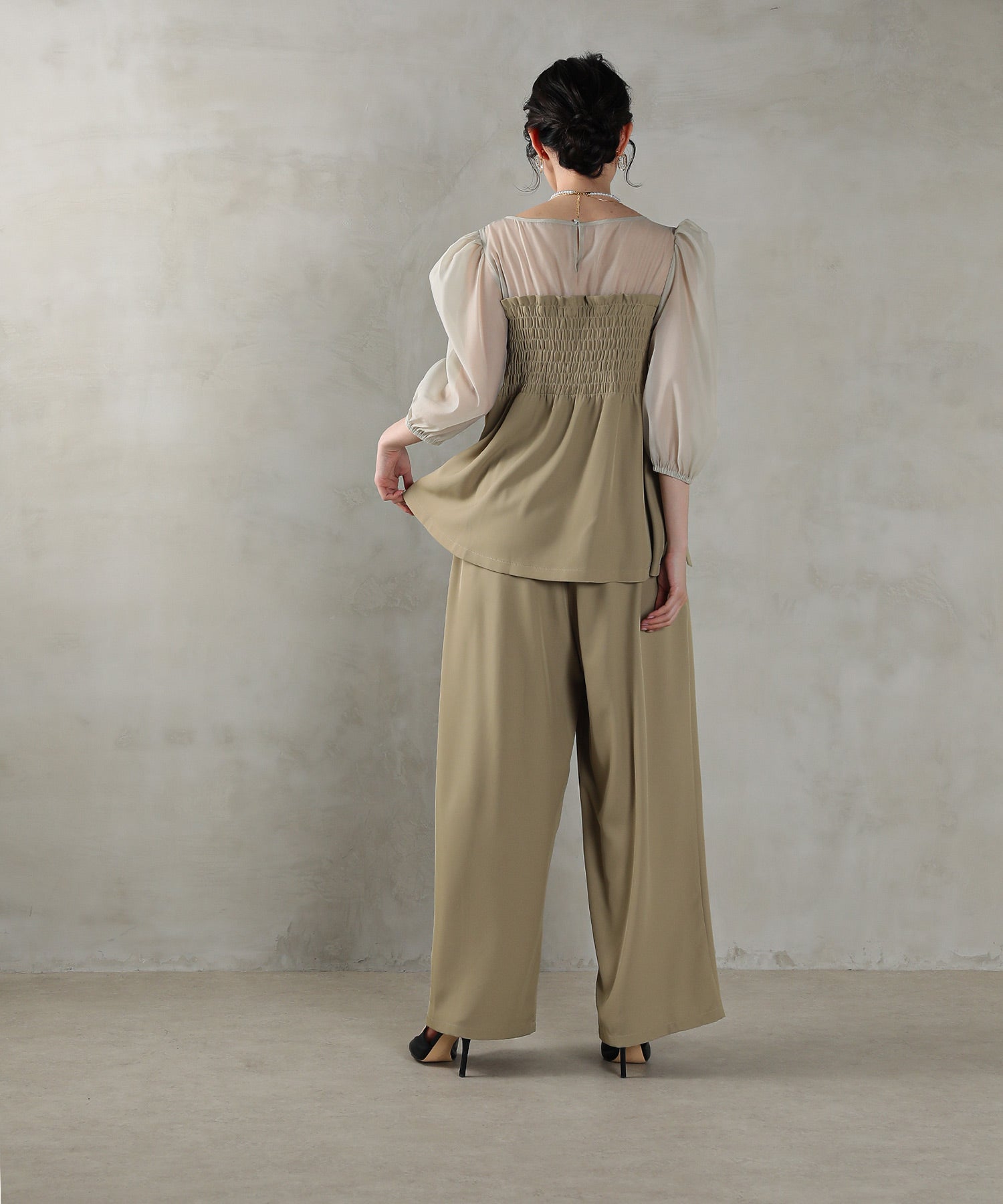 ビスチェペプラムトップス パンツ セットアップ