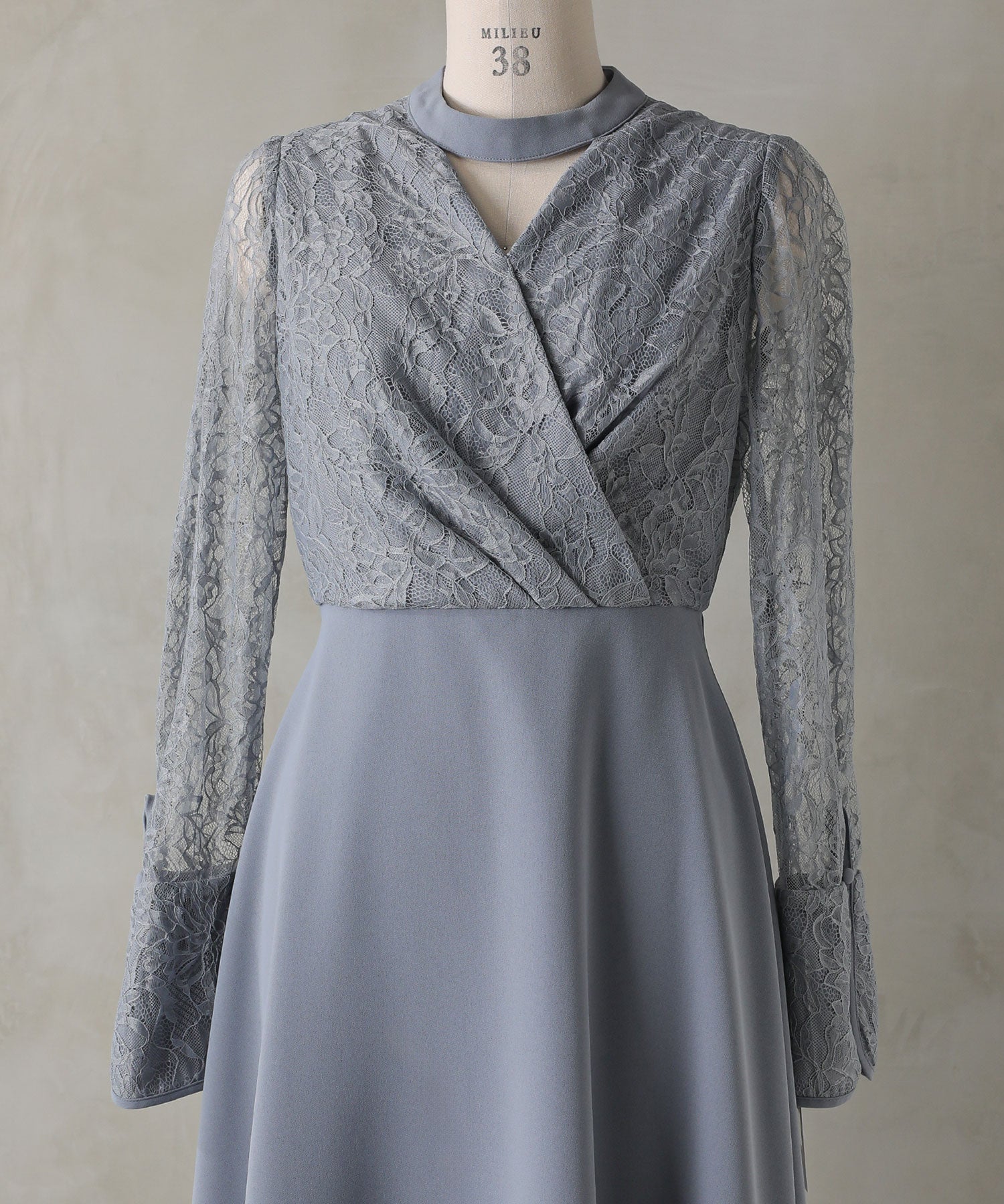 フラワー レース トライアングルデザイン ワンピース ドレス