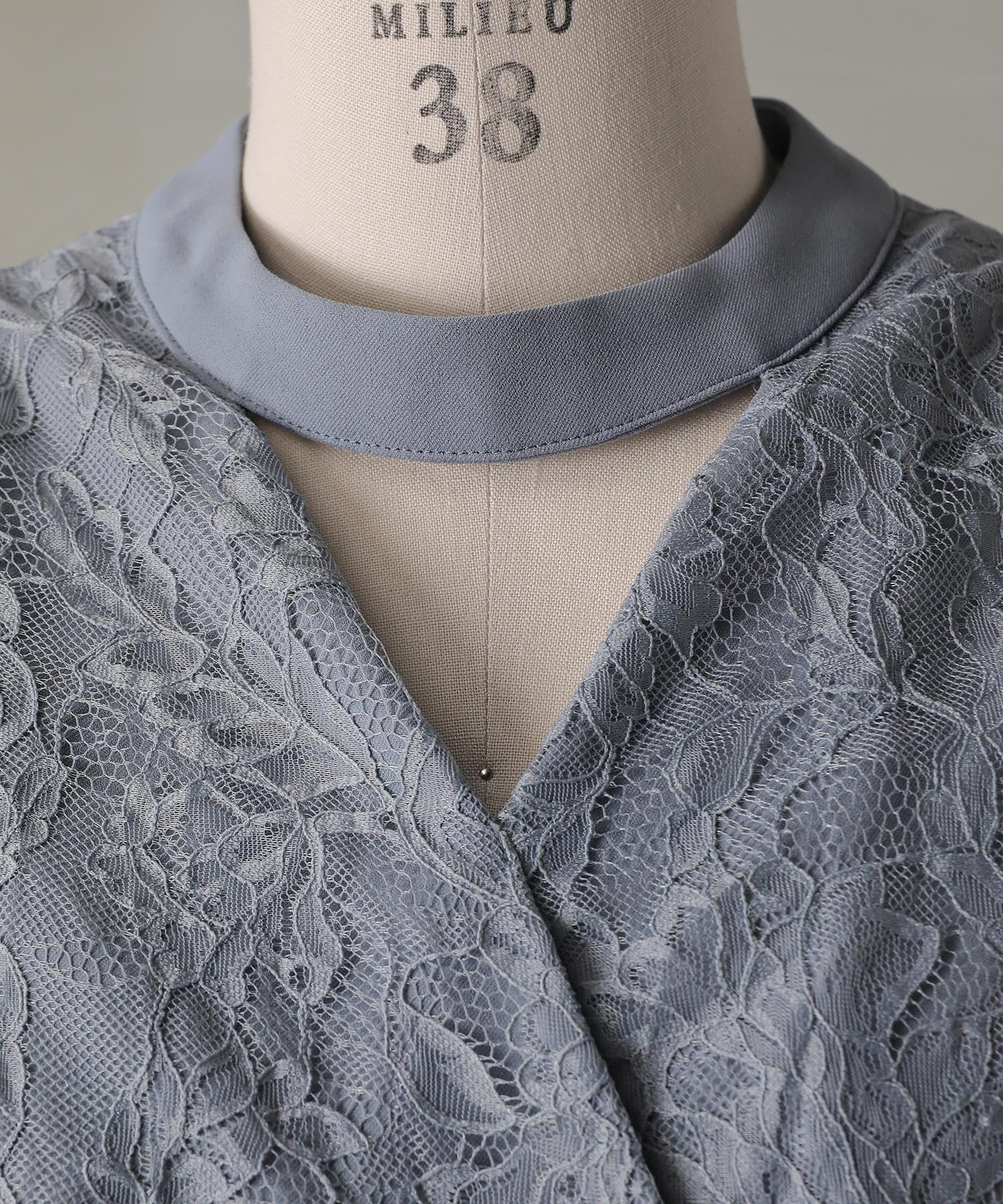 フラワー レース トライアングルデザイン ワンピース ドレス