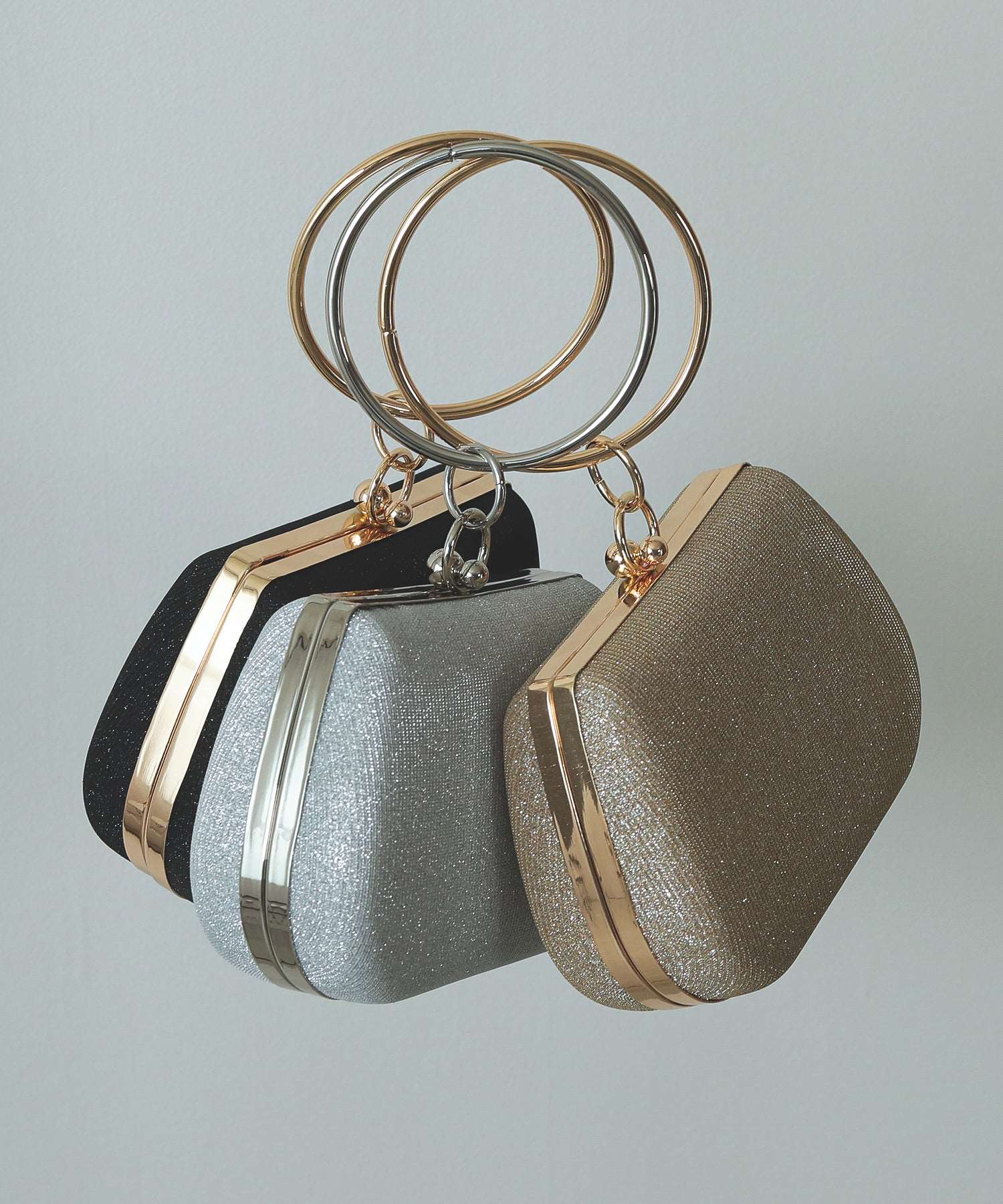 がま口 ラメ リングハンドル 2WAY 結婚式 パーティー バッグ