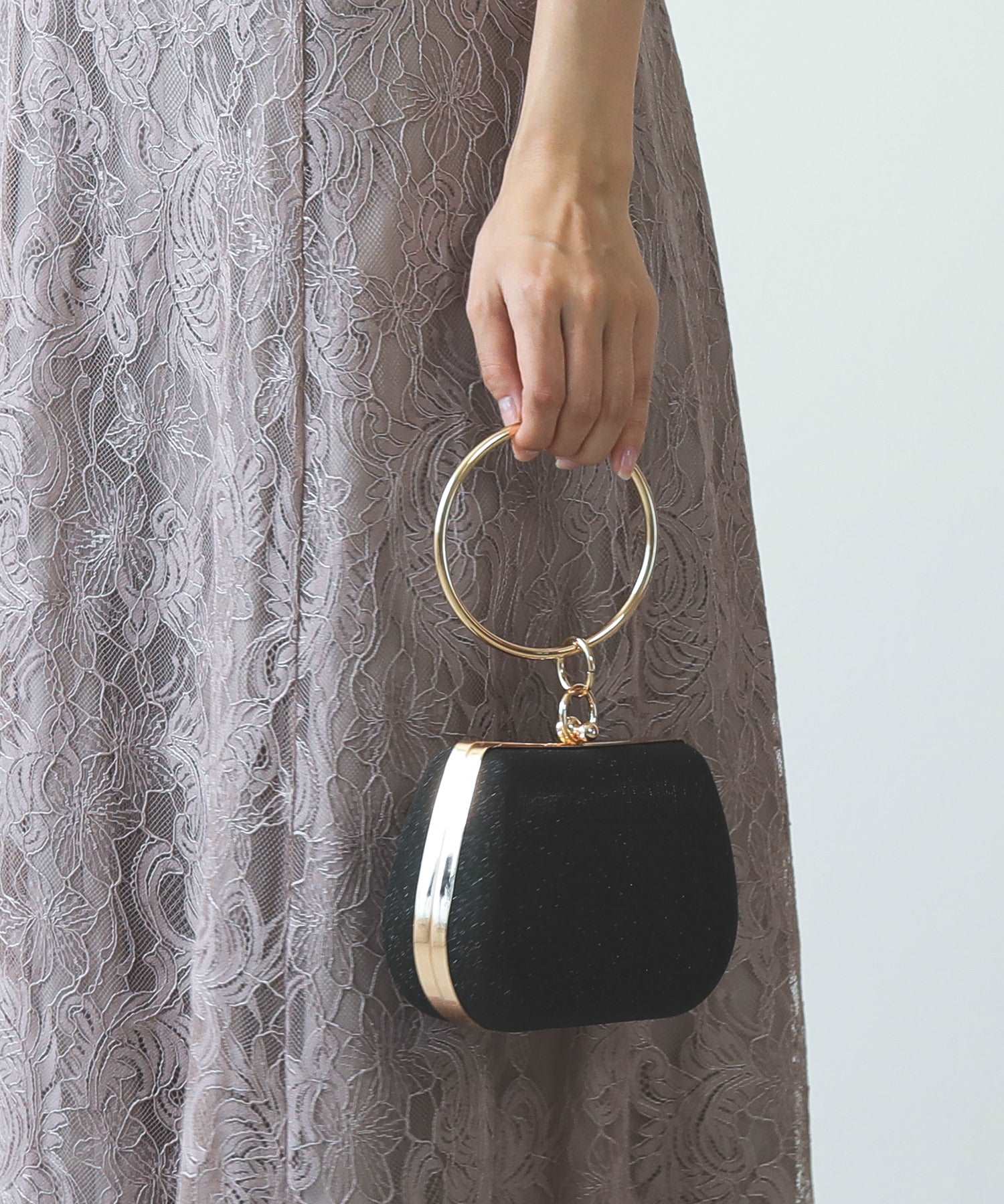 がま口 ラメ リングハンドル 2WAY 結婚式 パーティー バッグ