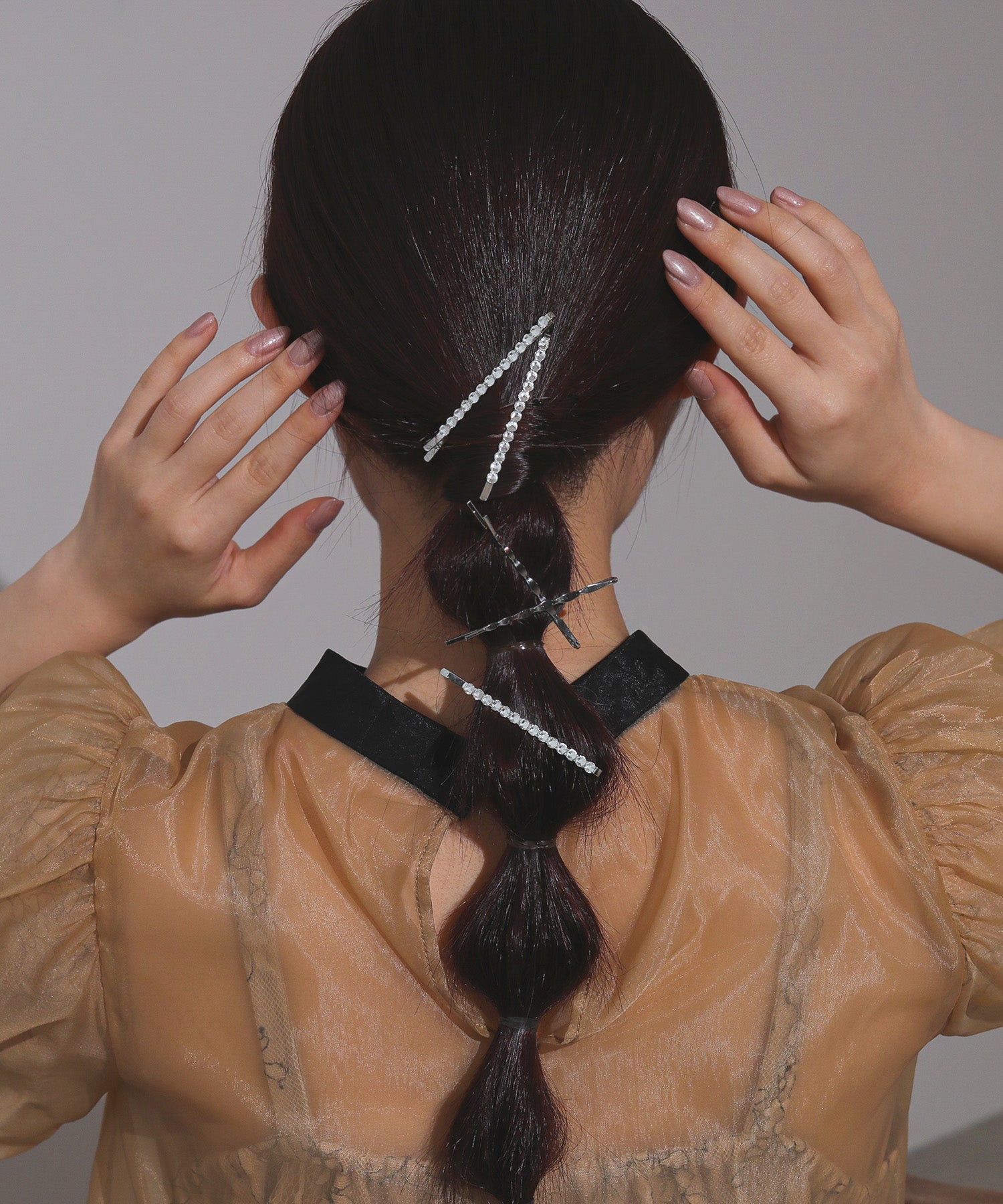 華奢 ラインストーン シンプル ヘアピン 5本セット