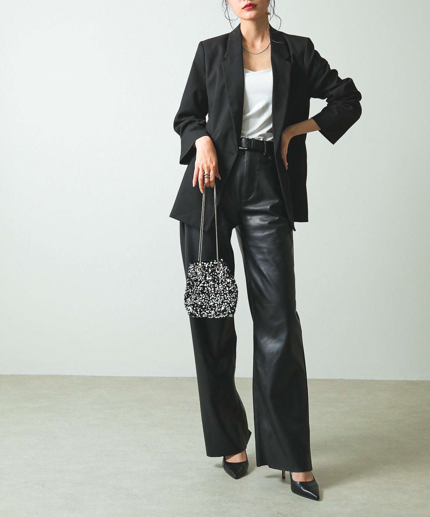 スパンコール 2way 巾着 ハンドバッグ パーティーバック