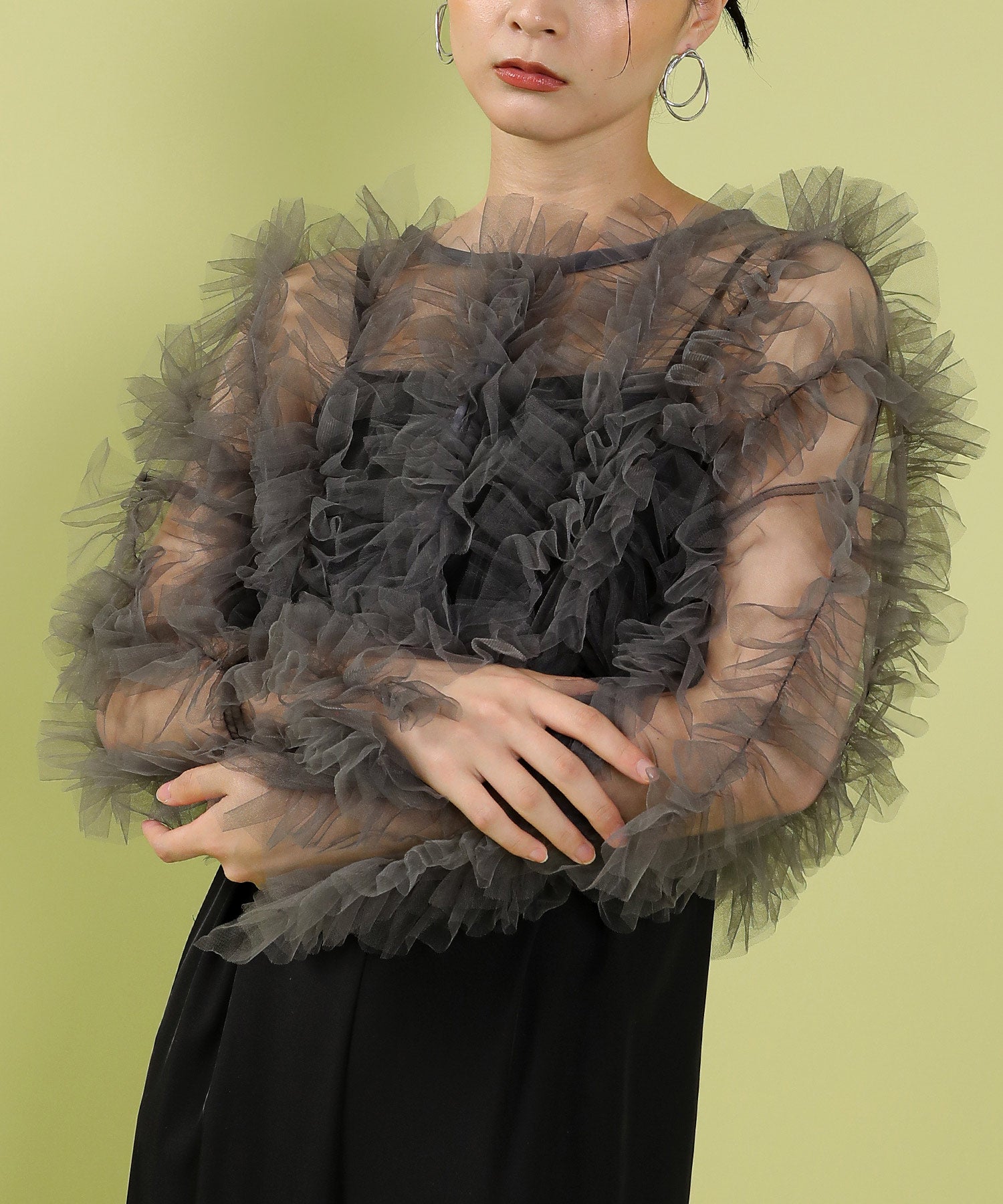 チュールフリル ギャザー ボレロ トップス