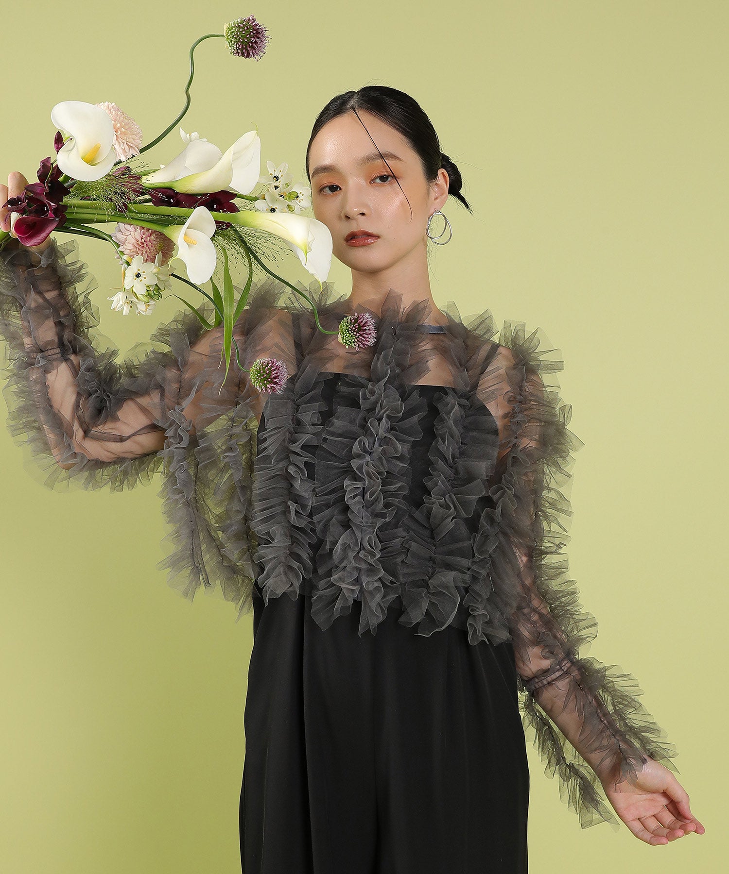 チュールフリル ギャザー ボレロ トップス