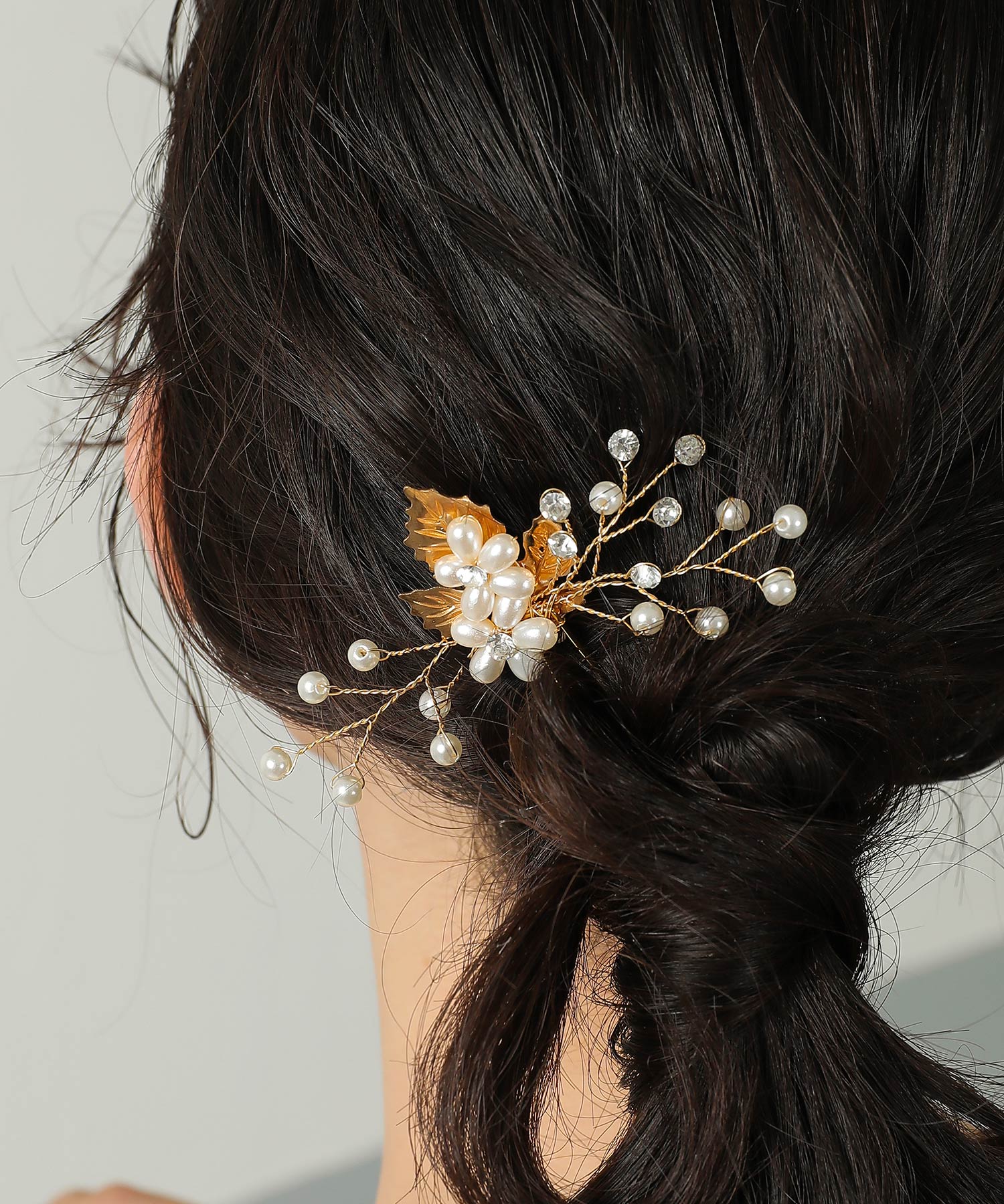 フラワー リーフ モチーフ ヘアUピン