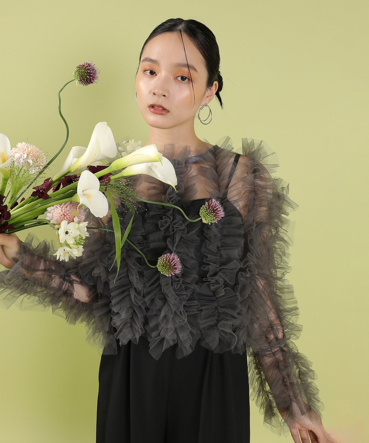 チュールフリル ギャザー ボレロ トップス