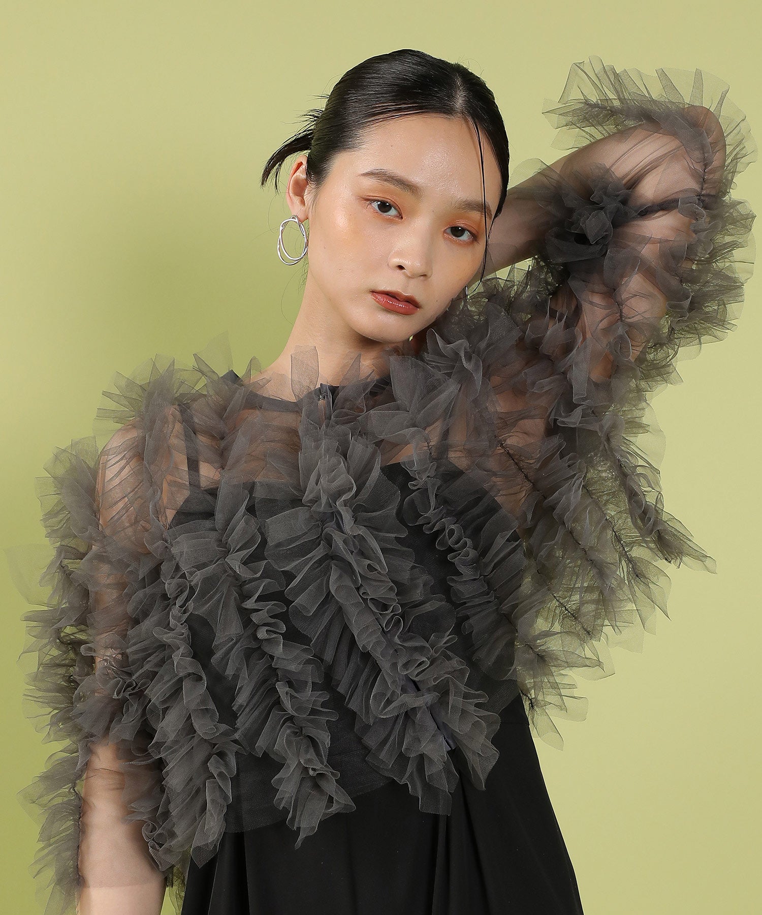 チュールフリル ギャザー ボレロ トップス