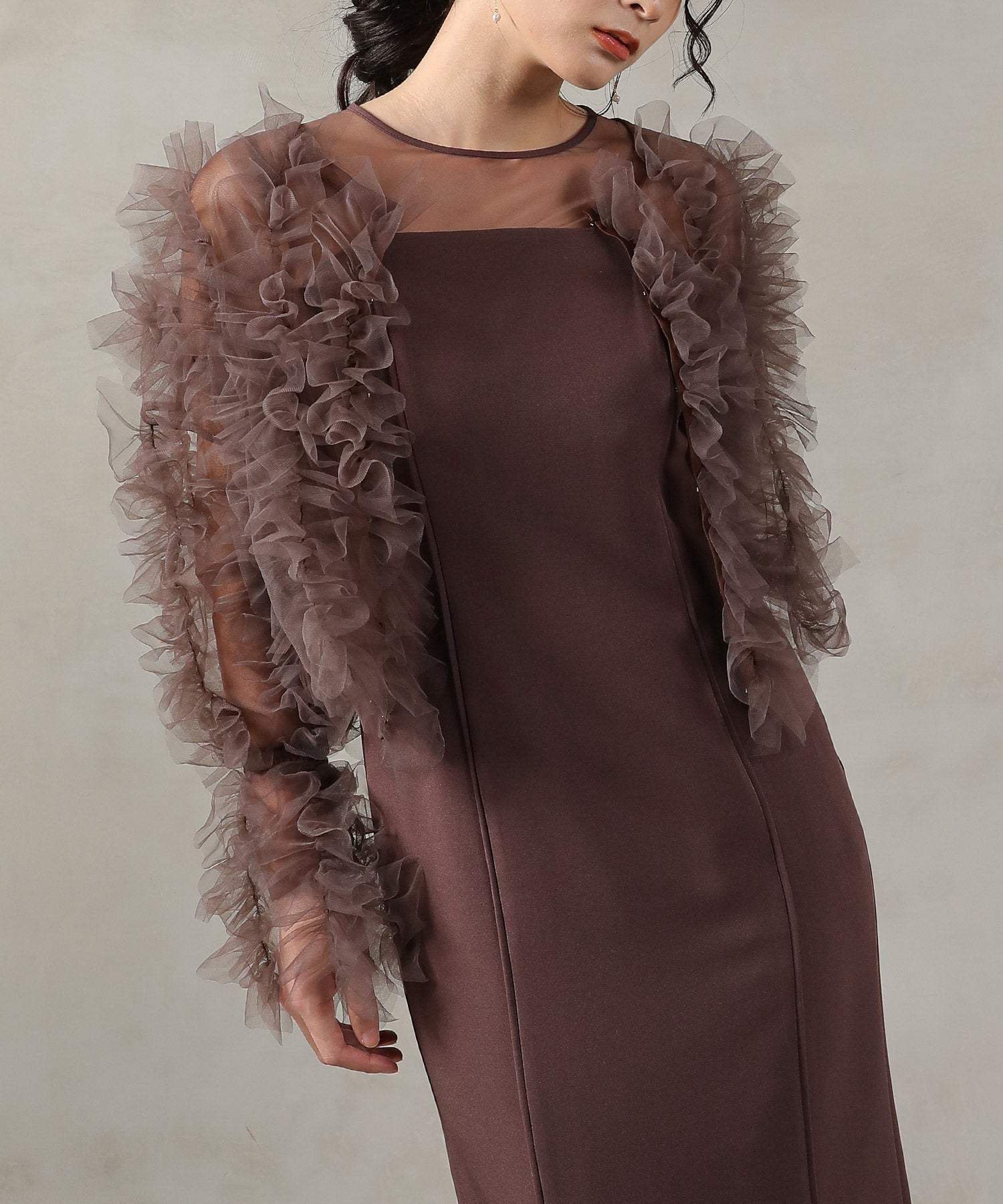 チュールフリル ギャザー ボレロ トップス