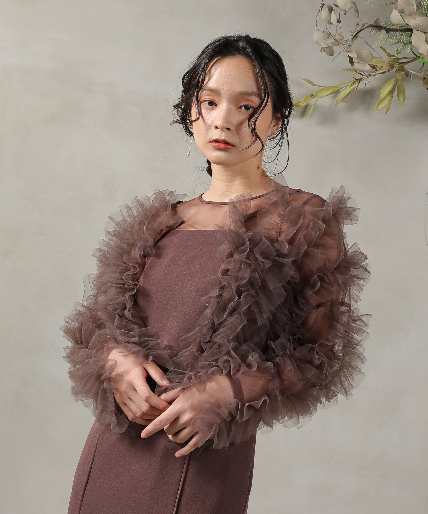 チュールフリル ギャザー ボレロ トップス