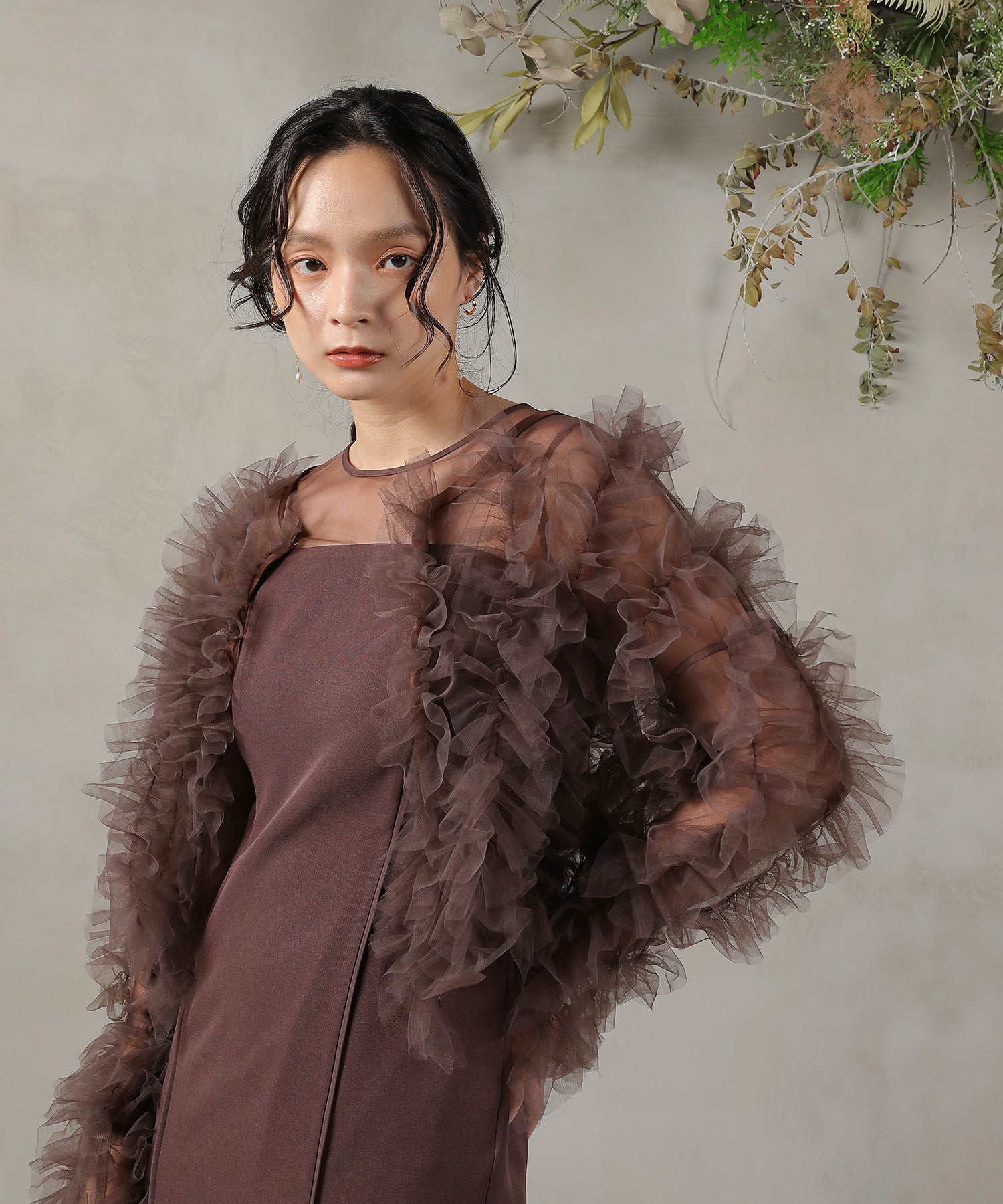 チュールフリル ギャザー ボレロ トップス