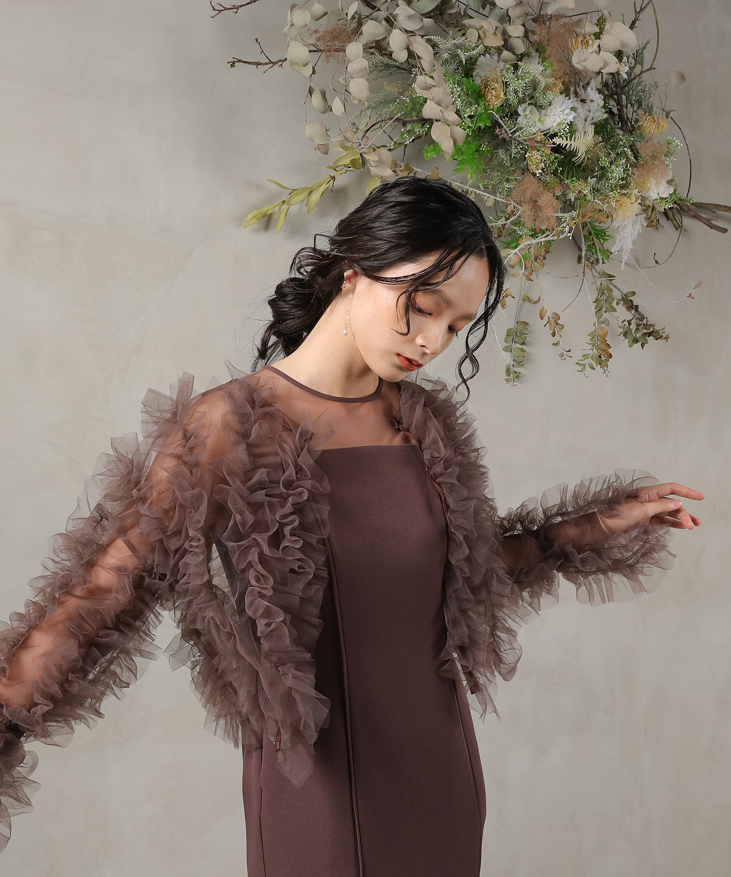 チュールフリル ギャザー ボレロ トップス