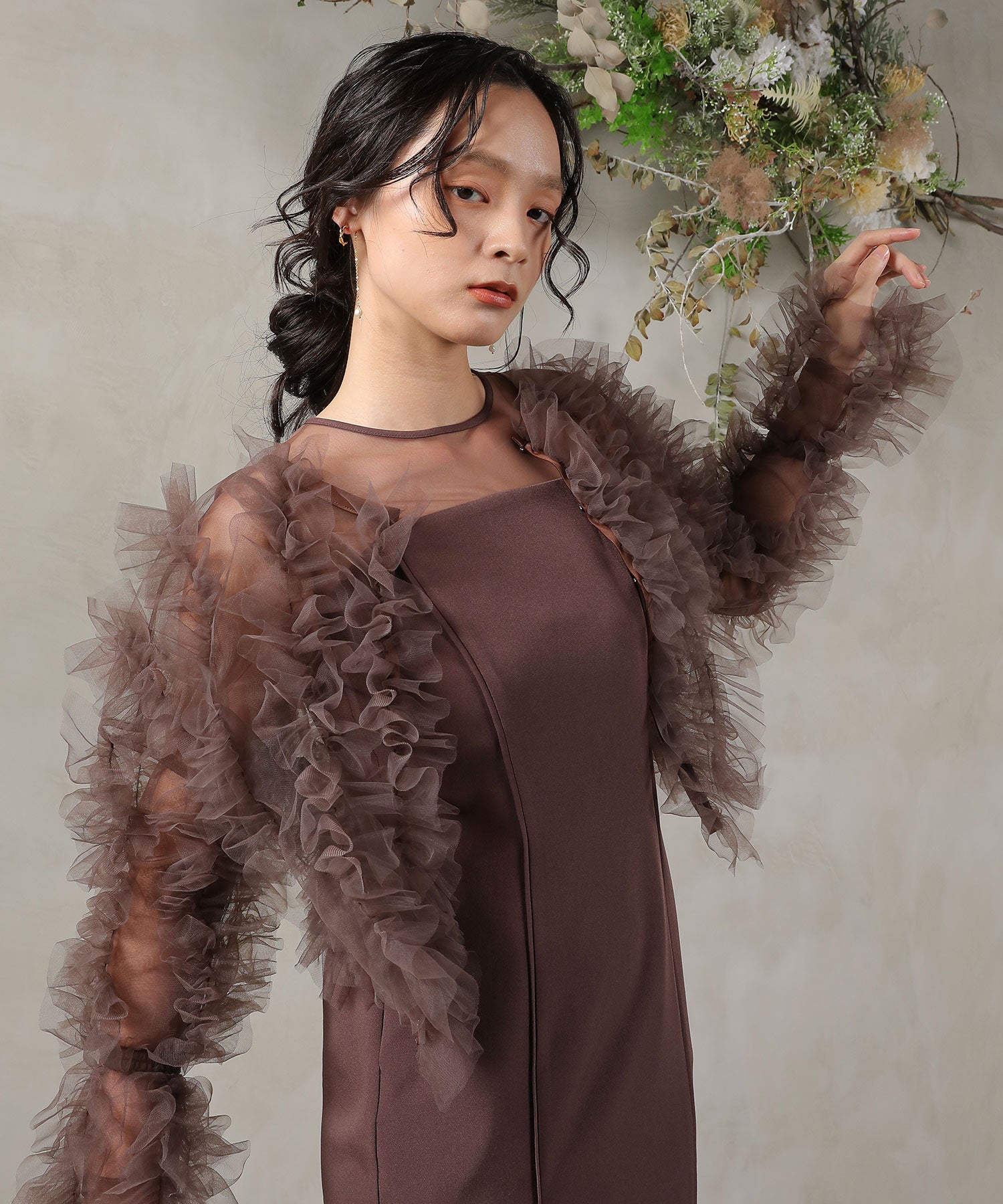 チュールフリル ギャザー ボレロ トップス