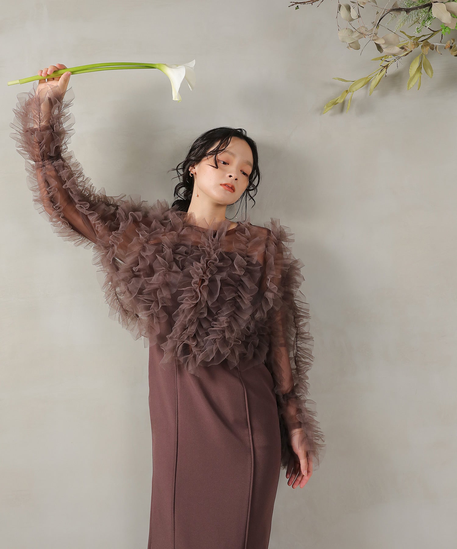 チュールフリル ギャザー ボレロ トップス