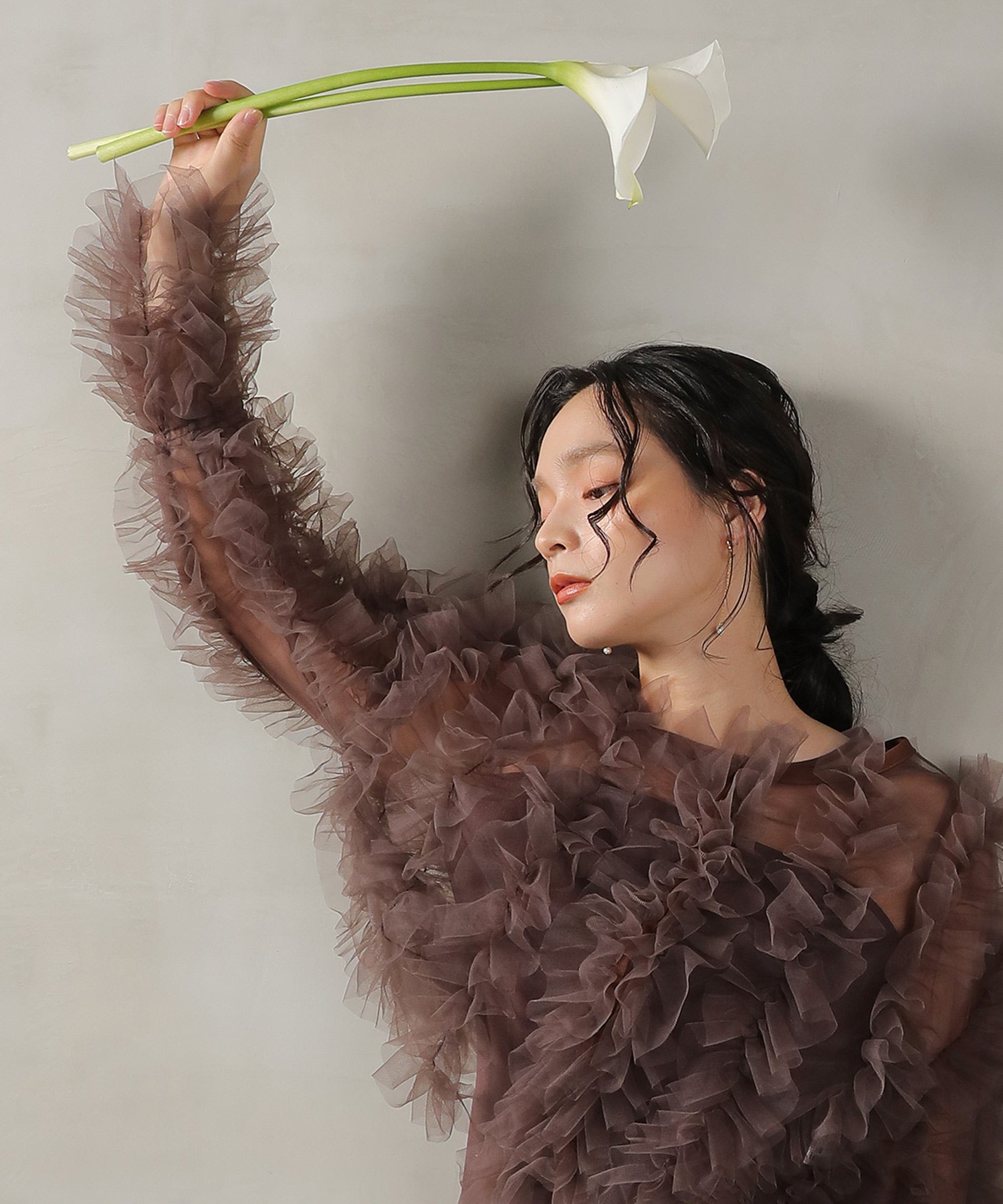 チュールフリル ギャザー ボレロ トップス