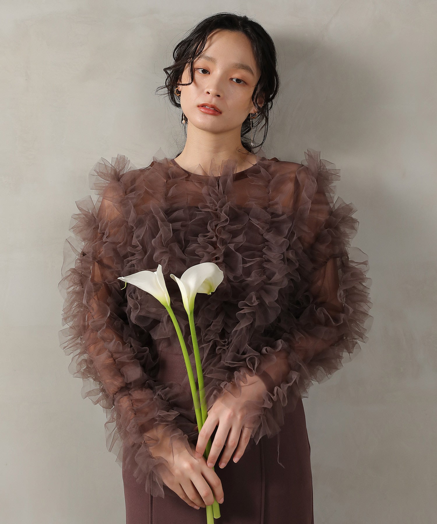 チュールフリル ギャザー ボレロ トップス